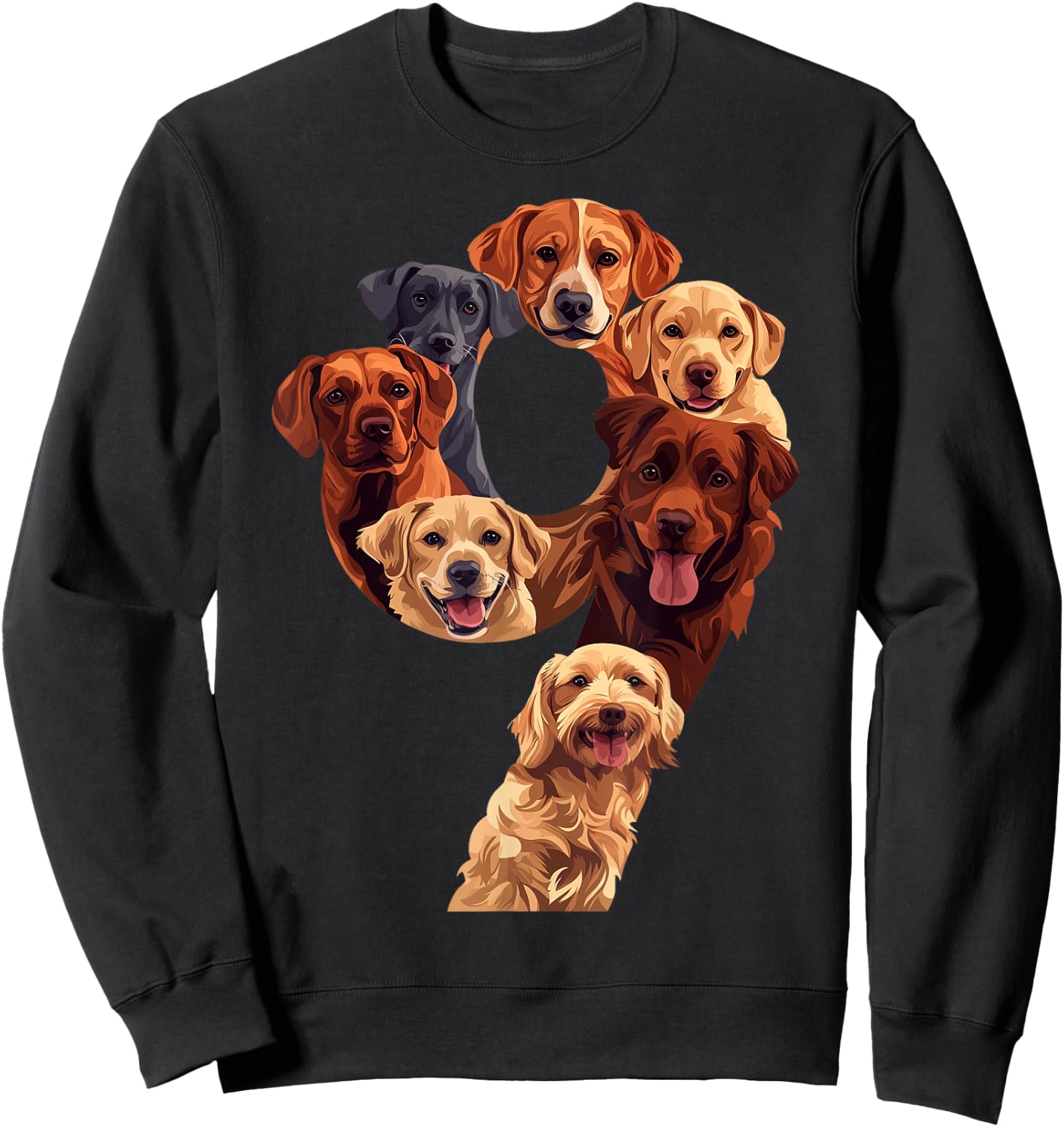 Fun 9th Birthday Dog Puppy Themed 9 Years Old Kids Boys Girl Sweatshirt - Sweatshirt | Black