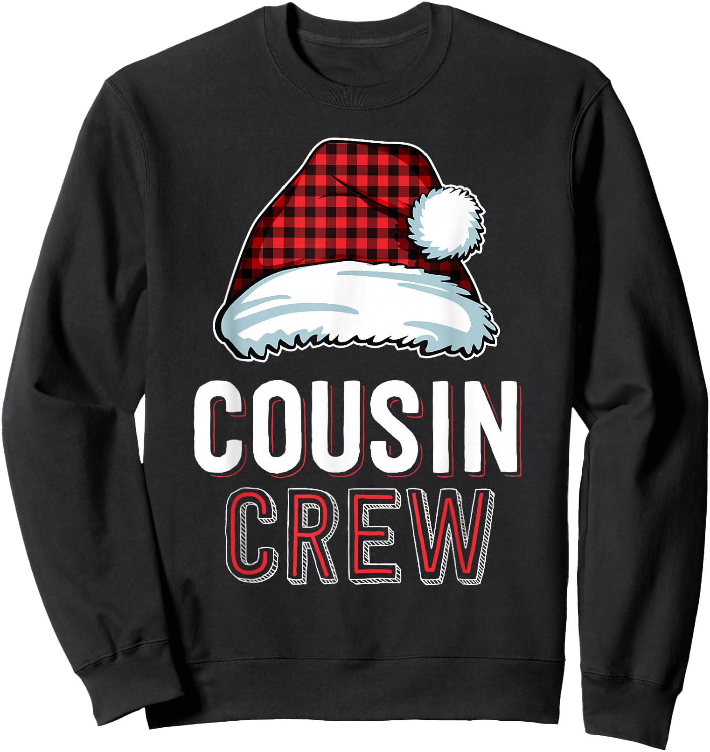 Cousin Crew Red Buffalo Plaid Family Matching Christmas Sweatshirt - Sweatshirt | Black