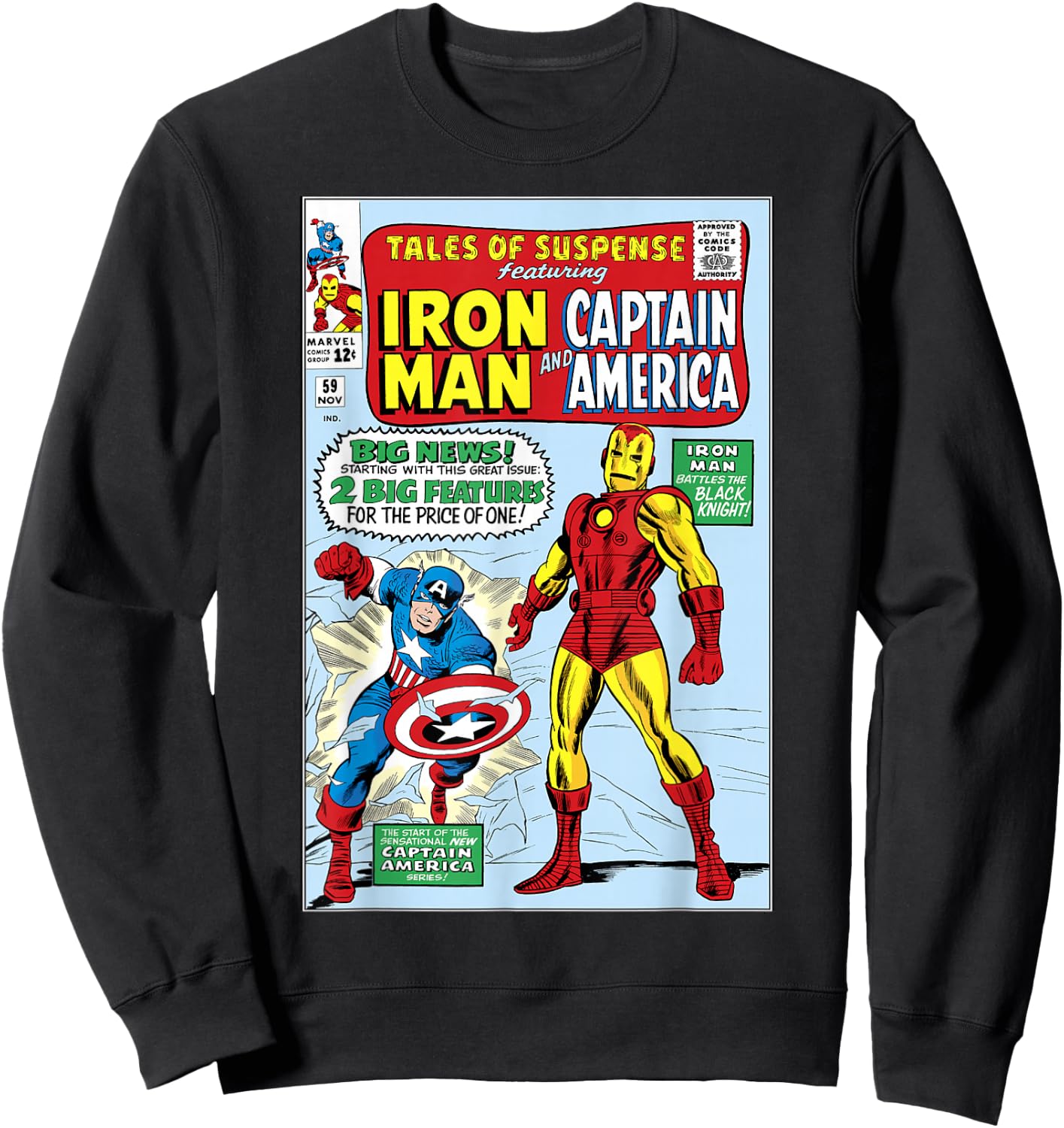 Marvel Iron Man And Captain America Comic Cover Sweatshirt - Sweatshirt | Black