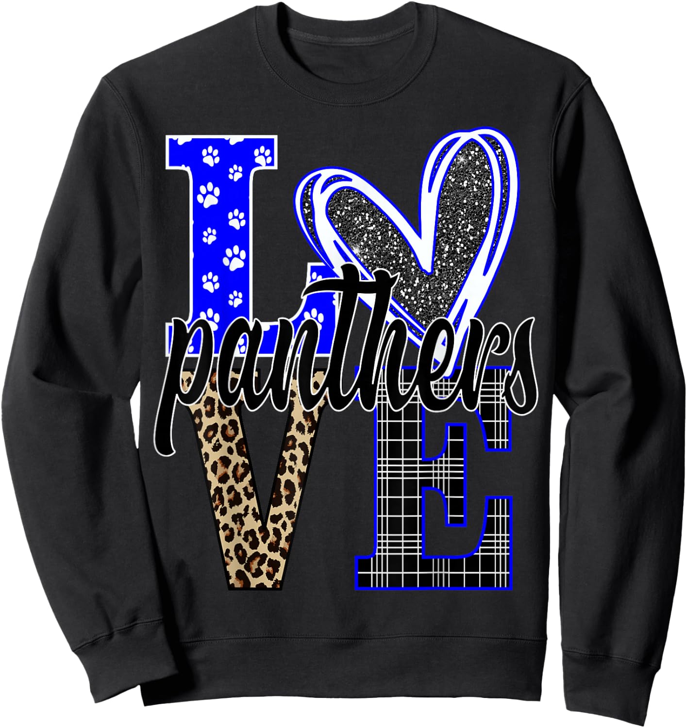 School Spirit Panthers Panther Pride Baseball Mom Sweatshirt - Sweatshirt | Black