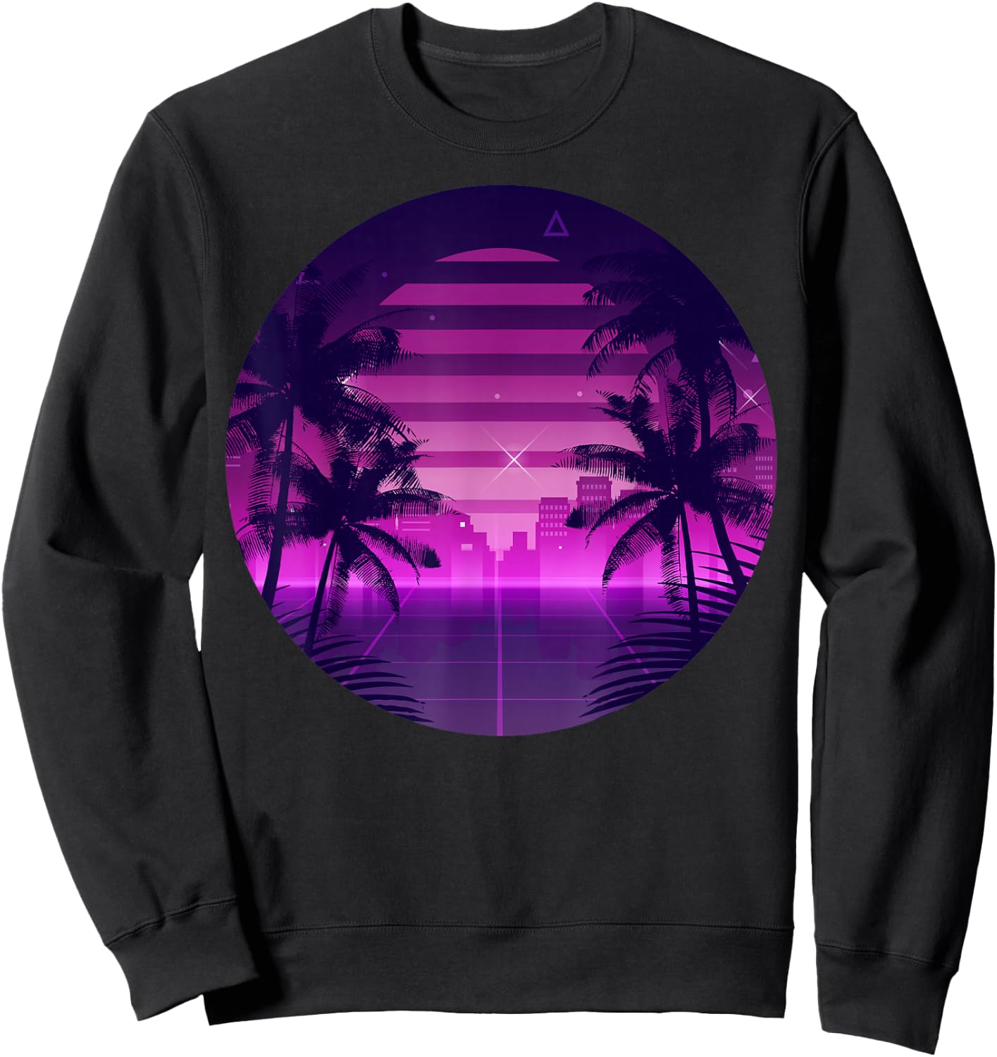 Retro Synthwave Vaporwave 80s Style Design - Palm Trees Sweatshirt - Sweatshirt | Black
