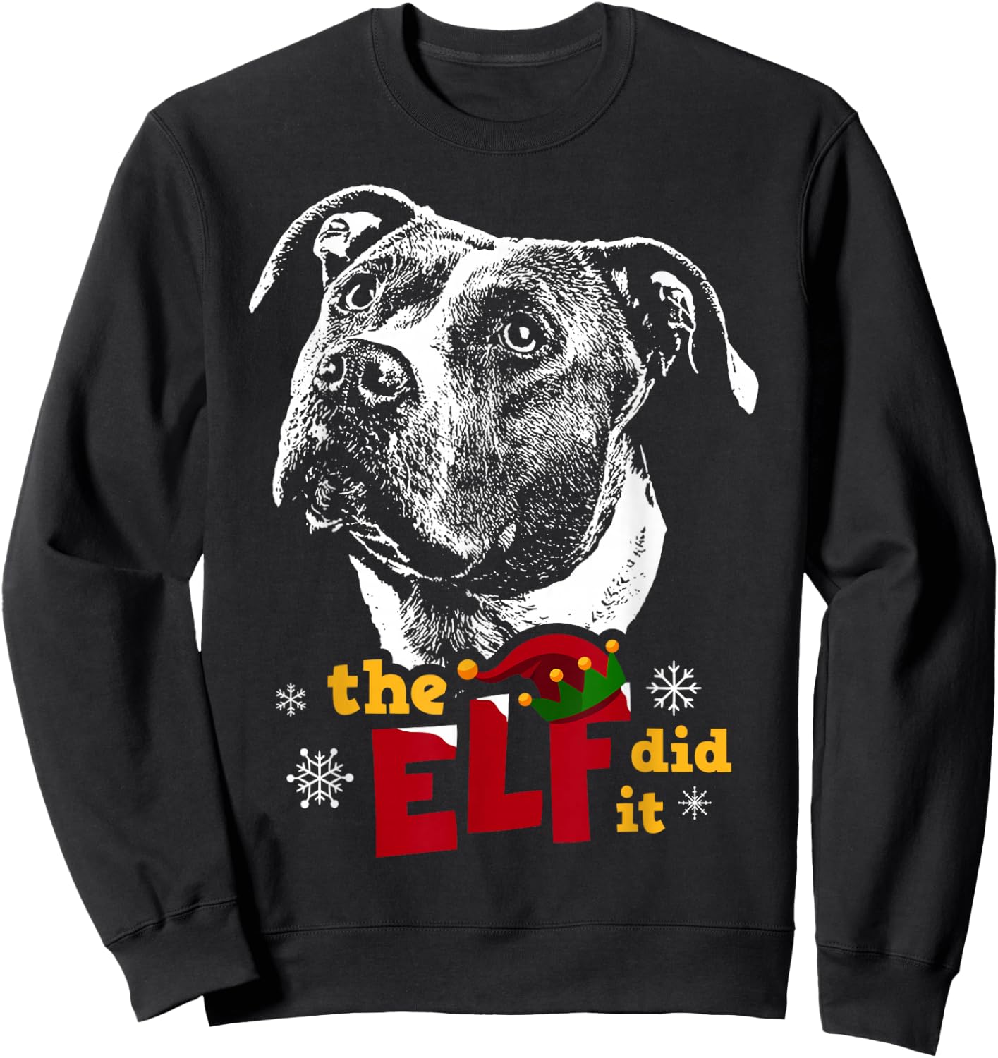 Elf did it Pitbull Christmas Sweatshirt - Sweatshirt | Black