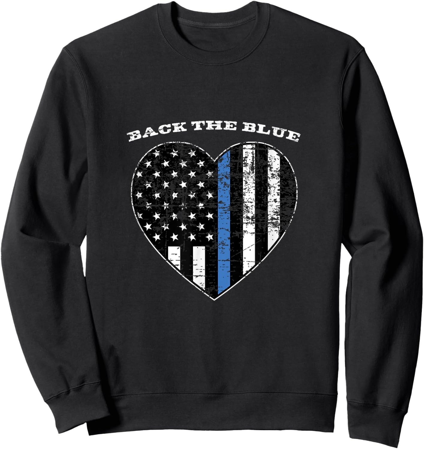 Back the Blue Thin Blue Line American Flag Police Support Men Sweatshirt - Sweatshirt | Black