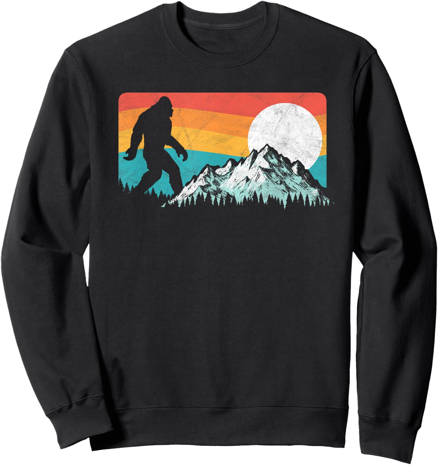 Retro Bigfoot Silhouette Rocky Mountains Eighties Outdoor Sweatshirt - Sweatshirt | Black