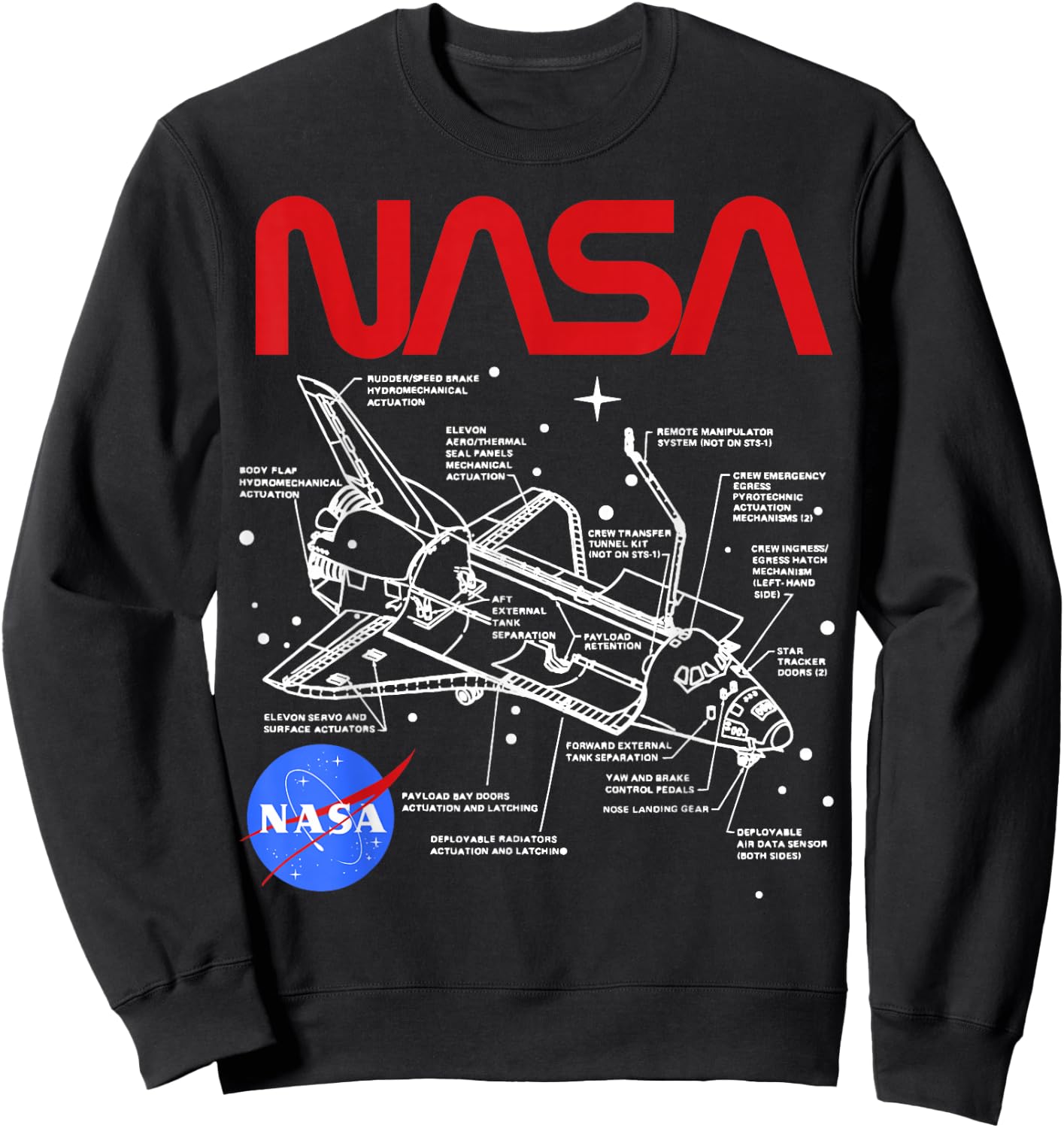 NASA Space Shuttle Schematic Layout Sweatshirt - Sweatshirt | Black
