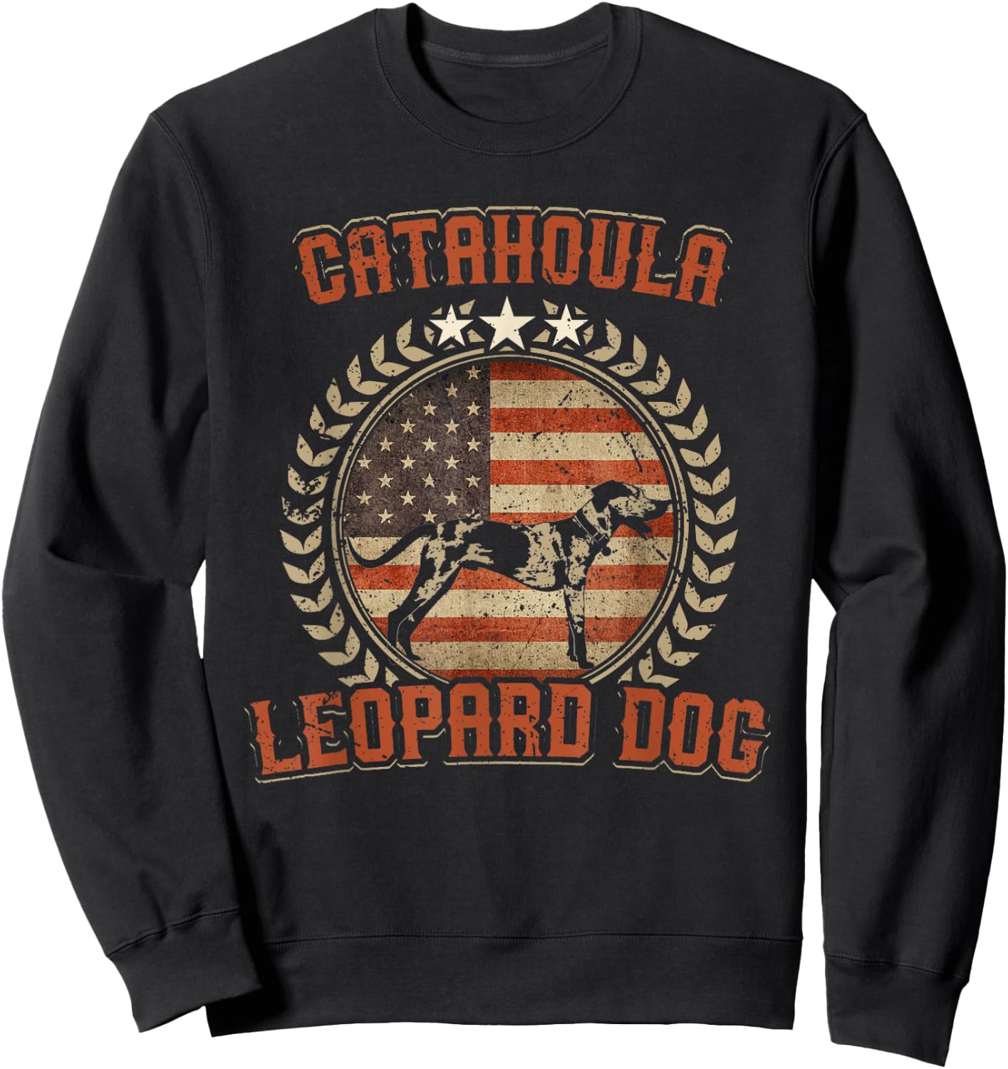 Catahoula Leopard Dog American Flag Shirt USA Dog Lover Gift Sweatshirt - Sweatshirt | Black