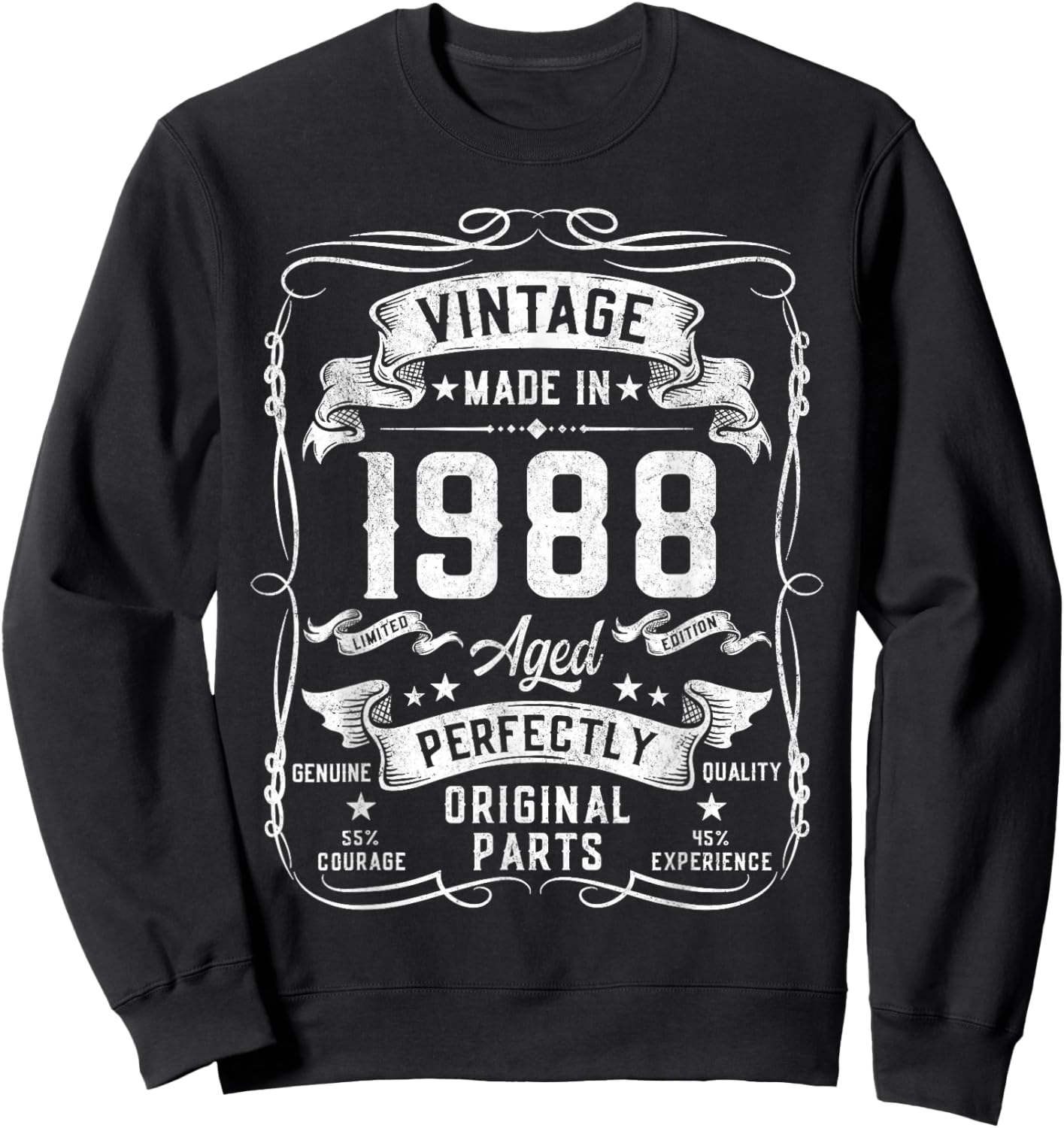 37th Birthday Gifts 37yr 37 Years Old Vintage 1988 Sweatshirt - Sweatshirt | Black