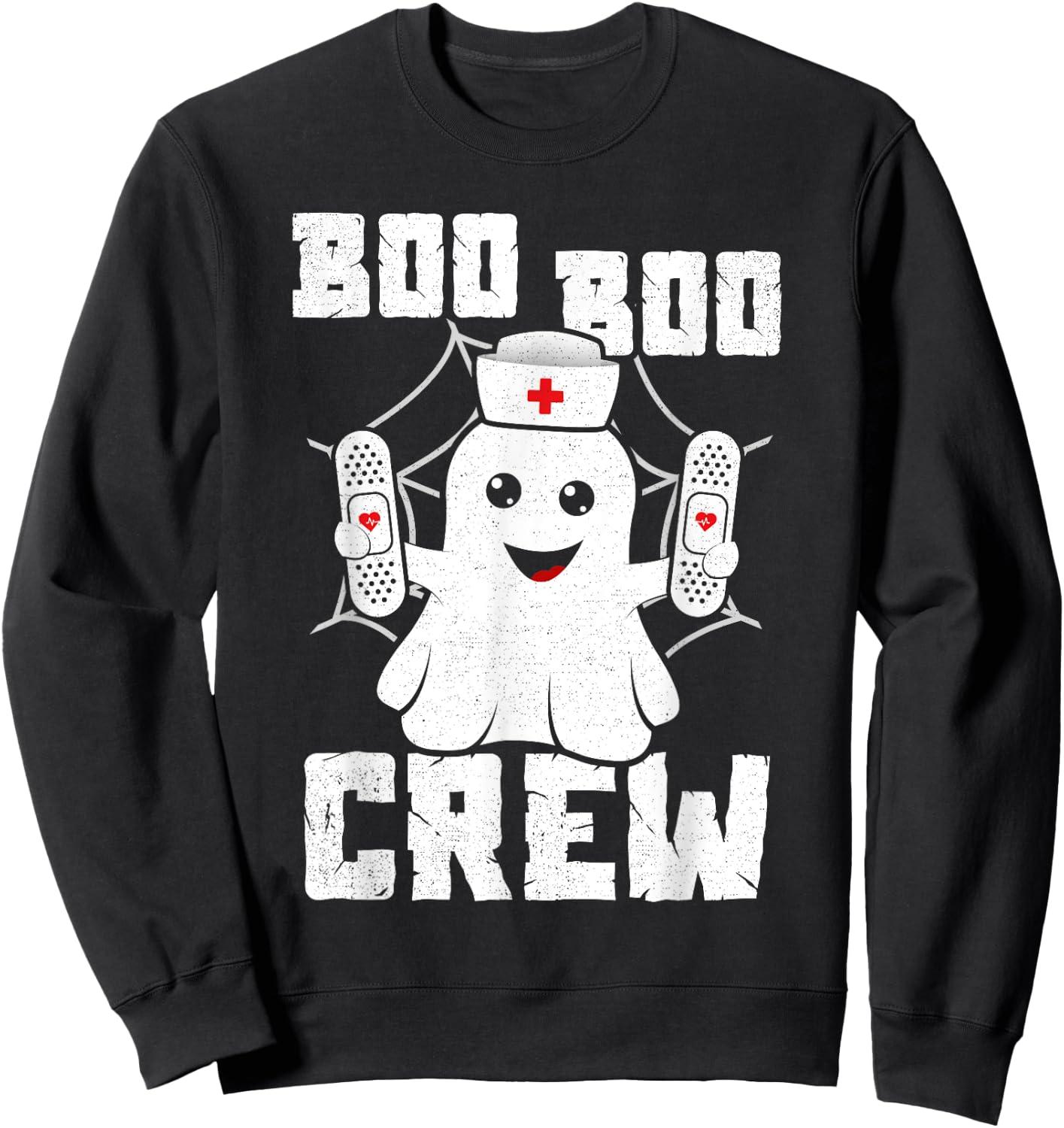 Boo Boo Crew Shirt Ghost Nurse Costume Girls Funny Halloween Sweatshirt - Sweatshirt | Black