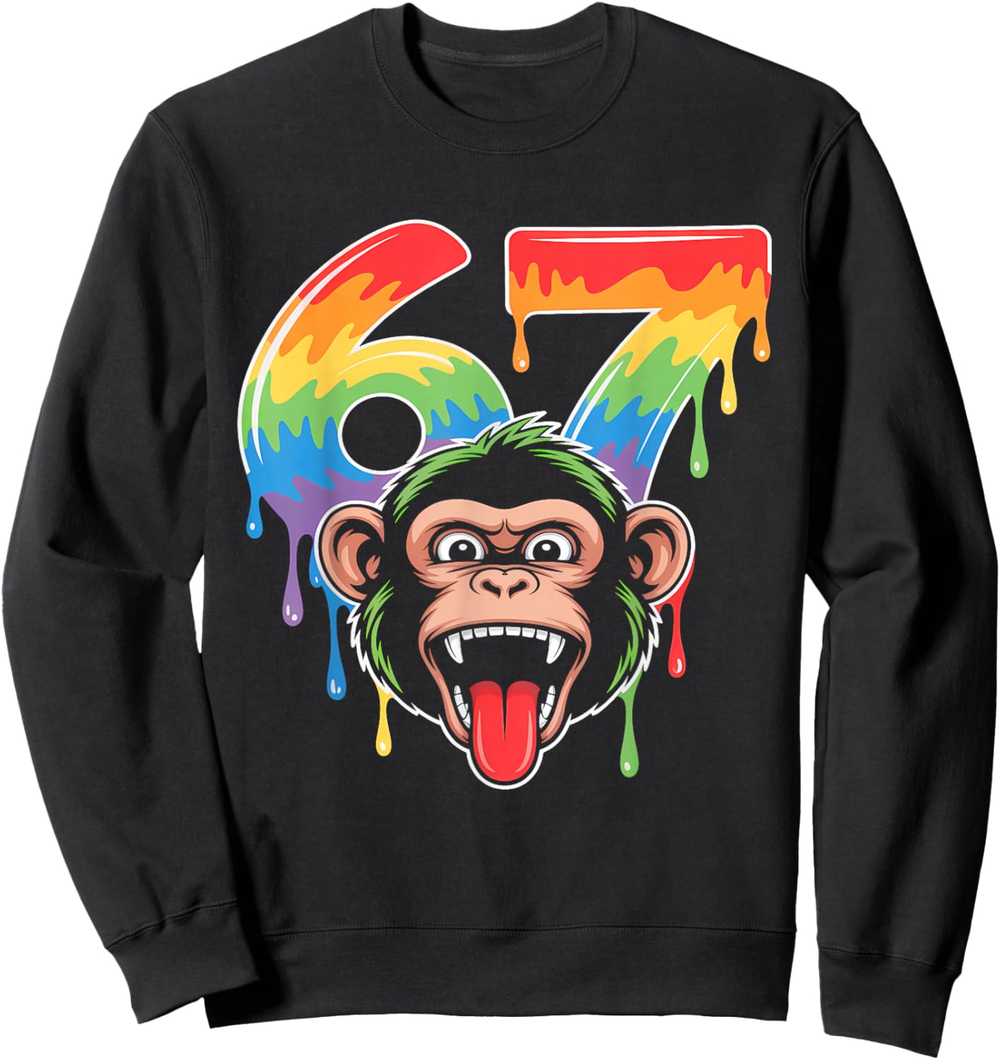67 Monkey Meme Funny Six Seven Alpha Slang Sweatshirt - Sweatshirt | Black