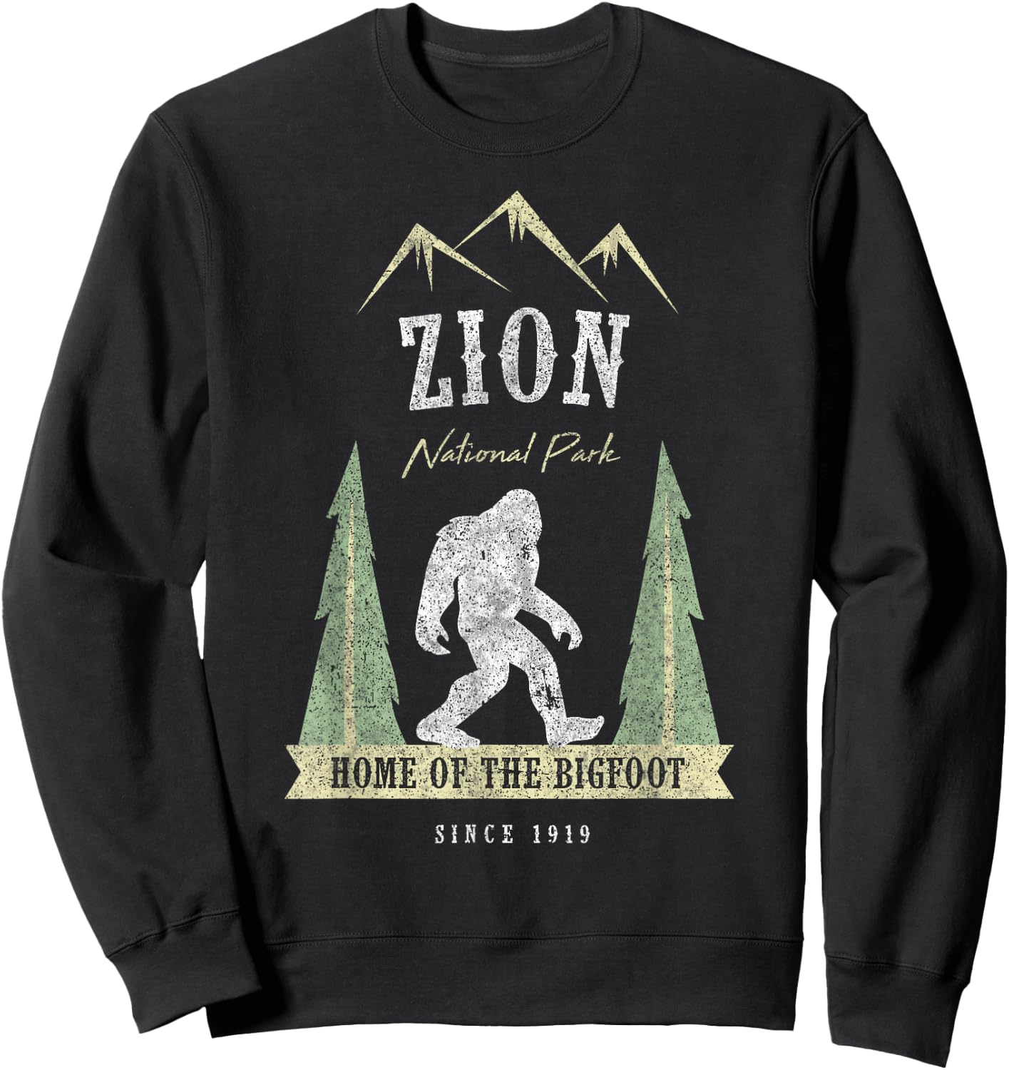 Zion National Park Shirt Vintage Bigfoot Utah Gift Sweatshirt - Sweatshirt | Black