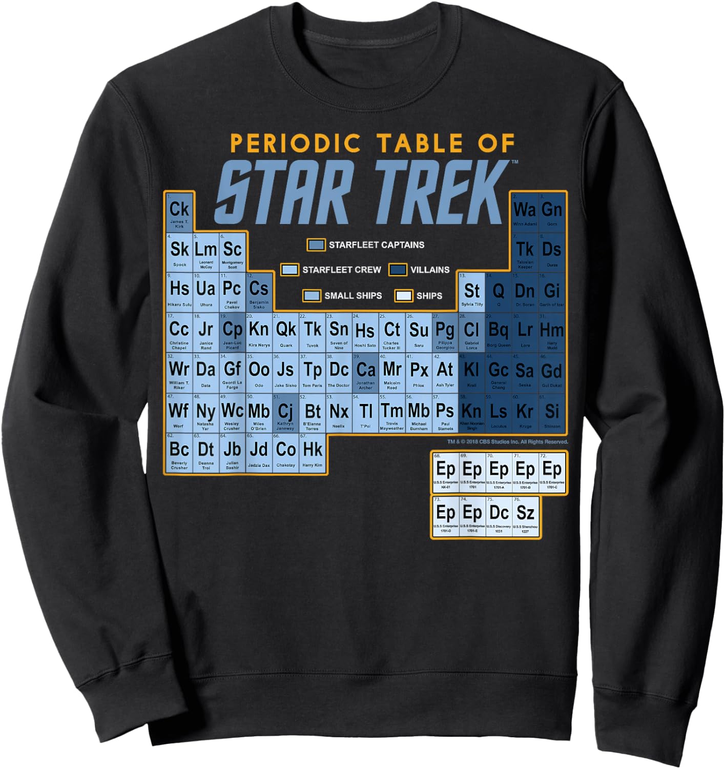 Star Trek Original Series Periodic Table Map Graphic Sweatshirt - Sweatshirt | Black
