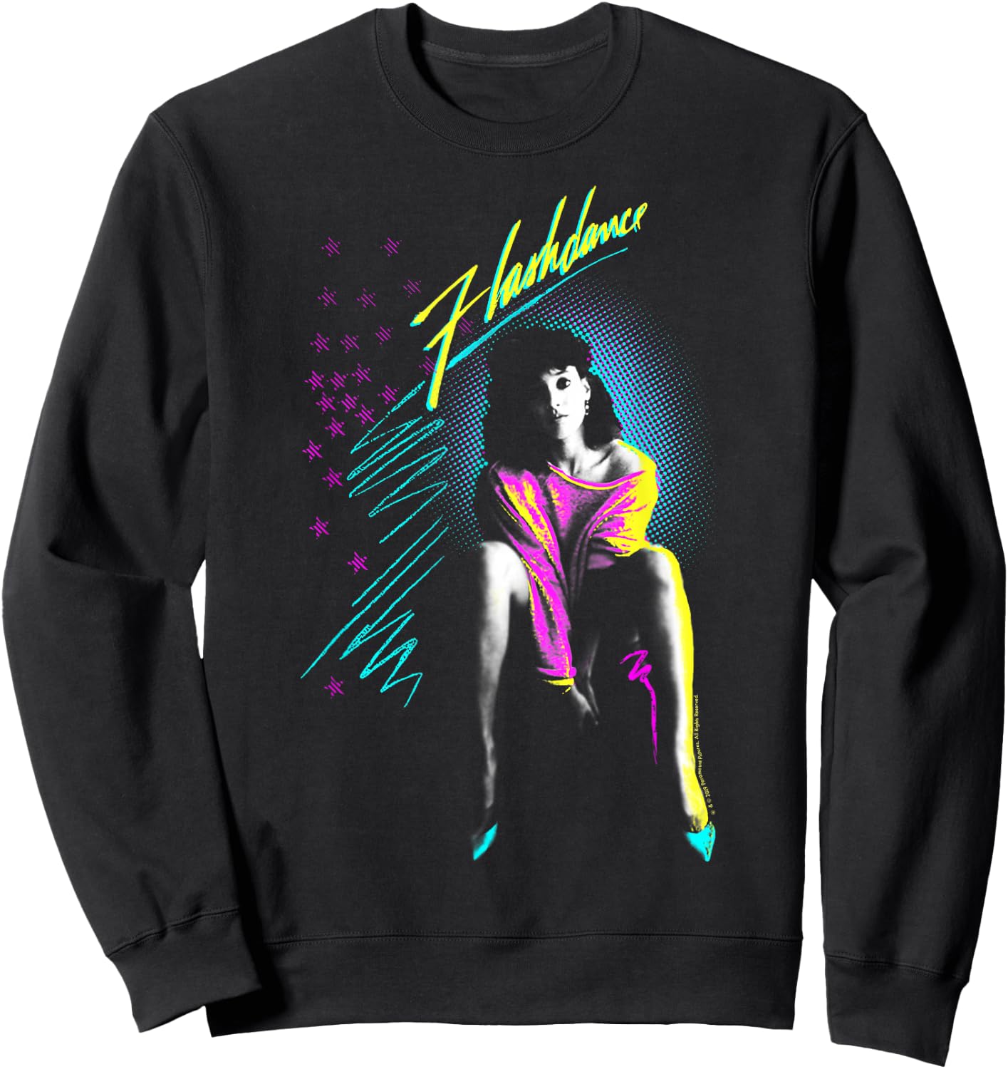 Flashdance Alex Owens Neon Title Logo Sweatshirt - Sweatshirt | Black