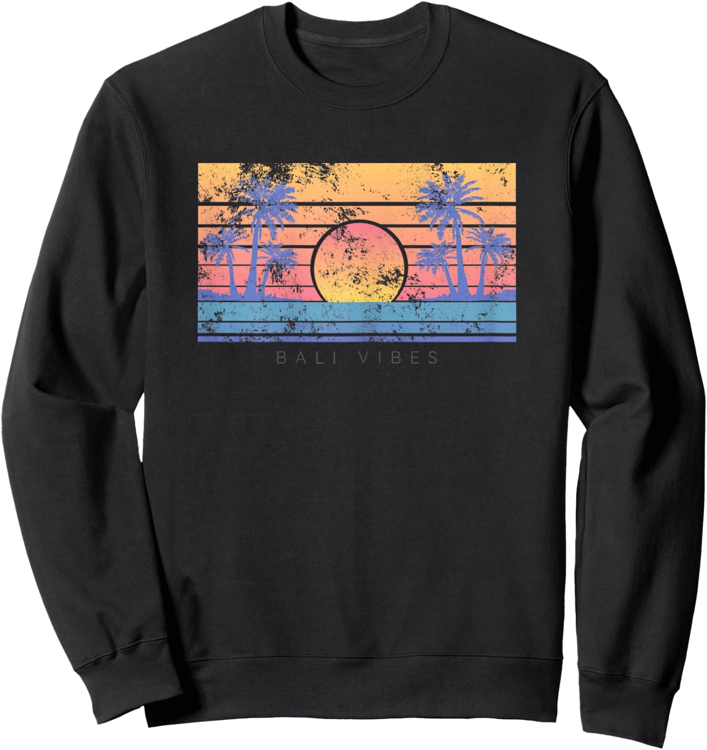 Bali Beach Vibes Distressed Women Sweatshirt - Sweatshirt | Black