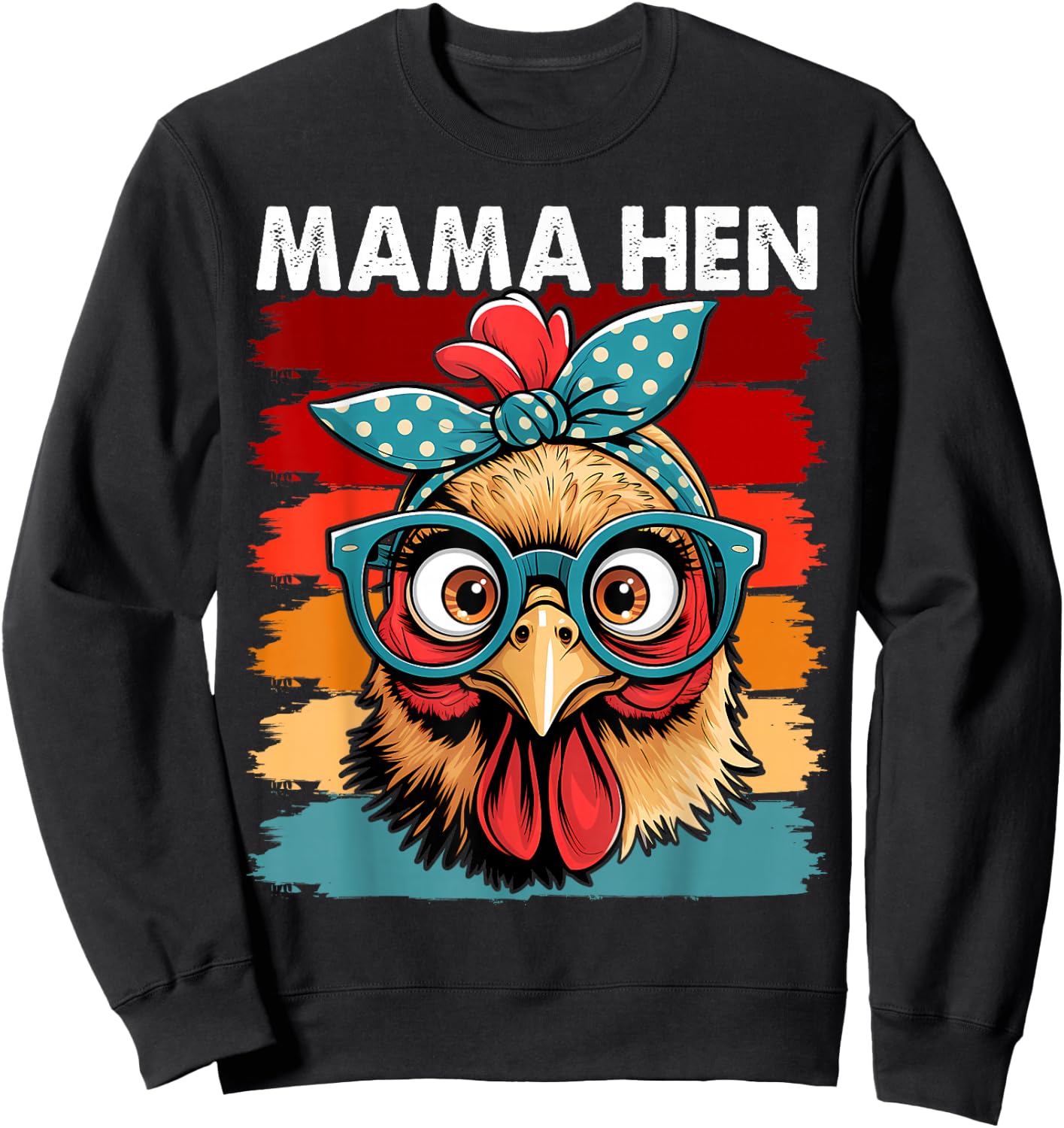 Vintage Mama Hen Chicken for Mom Farm Sweatshirt - Sweatshirt | Black