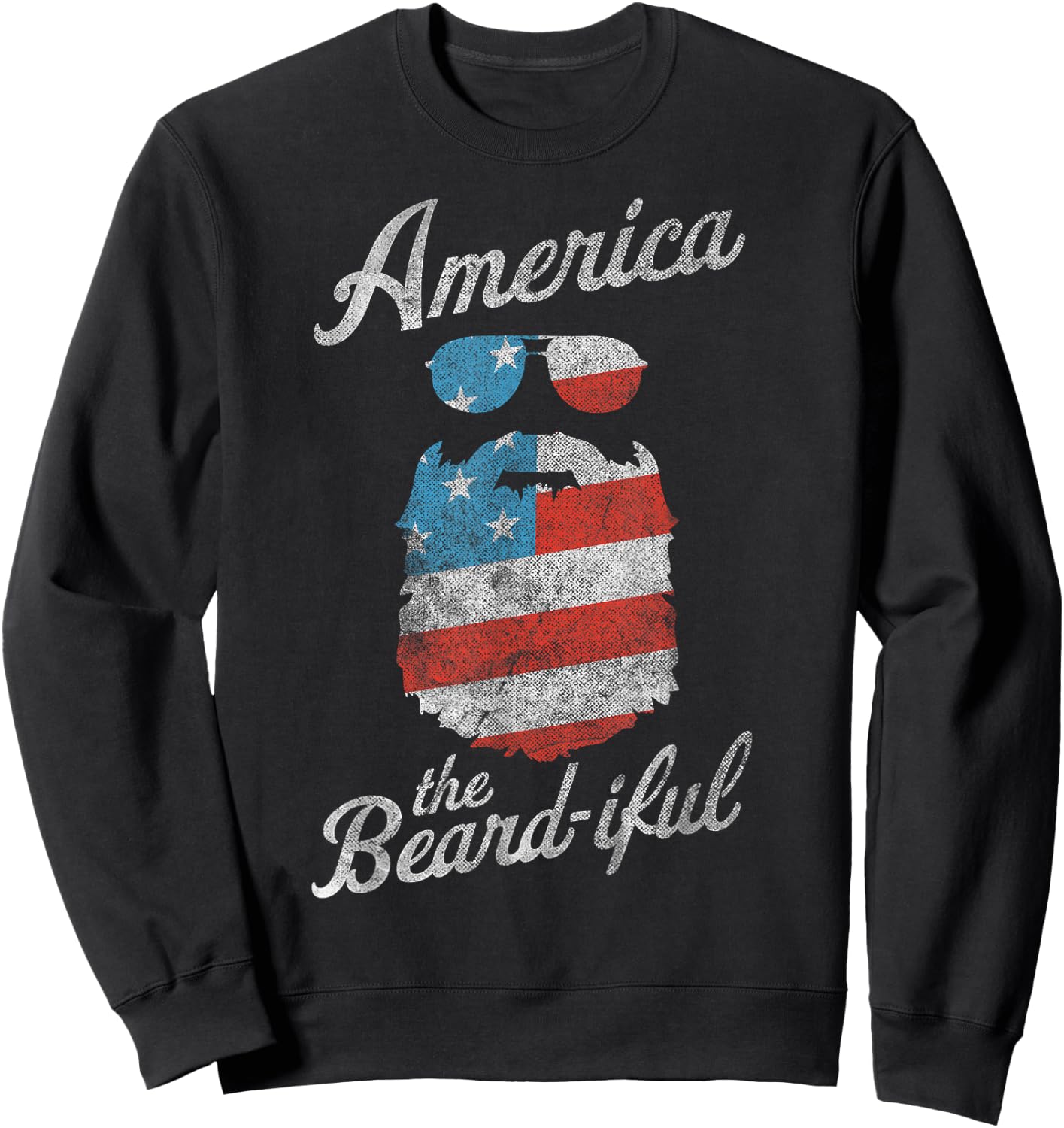 Patriotic American Flag Beard Shirt America The Beard-iful Sweatshirt - Sweatshirt | Black