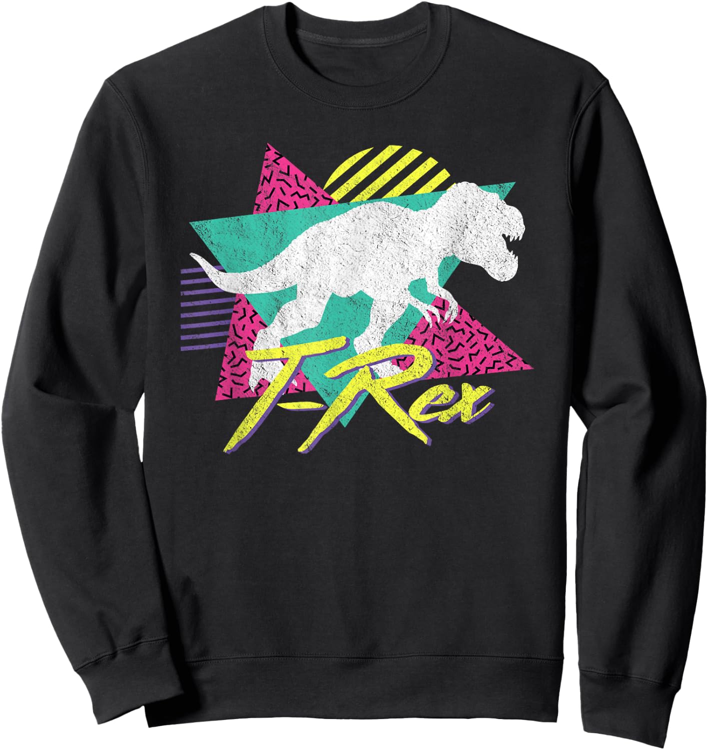 Vintage Retro 80s Or 90s T-Rex Dinosaur Sweatshirt - Sweatshirt | Black