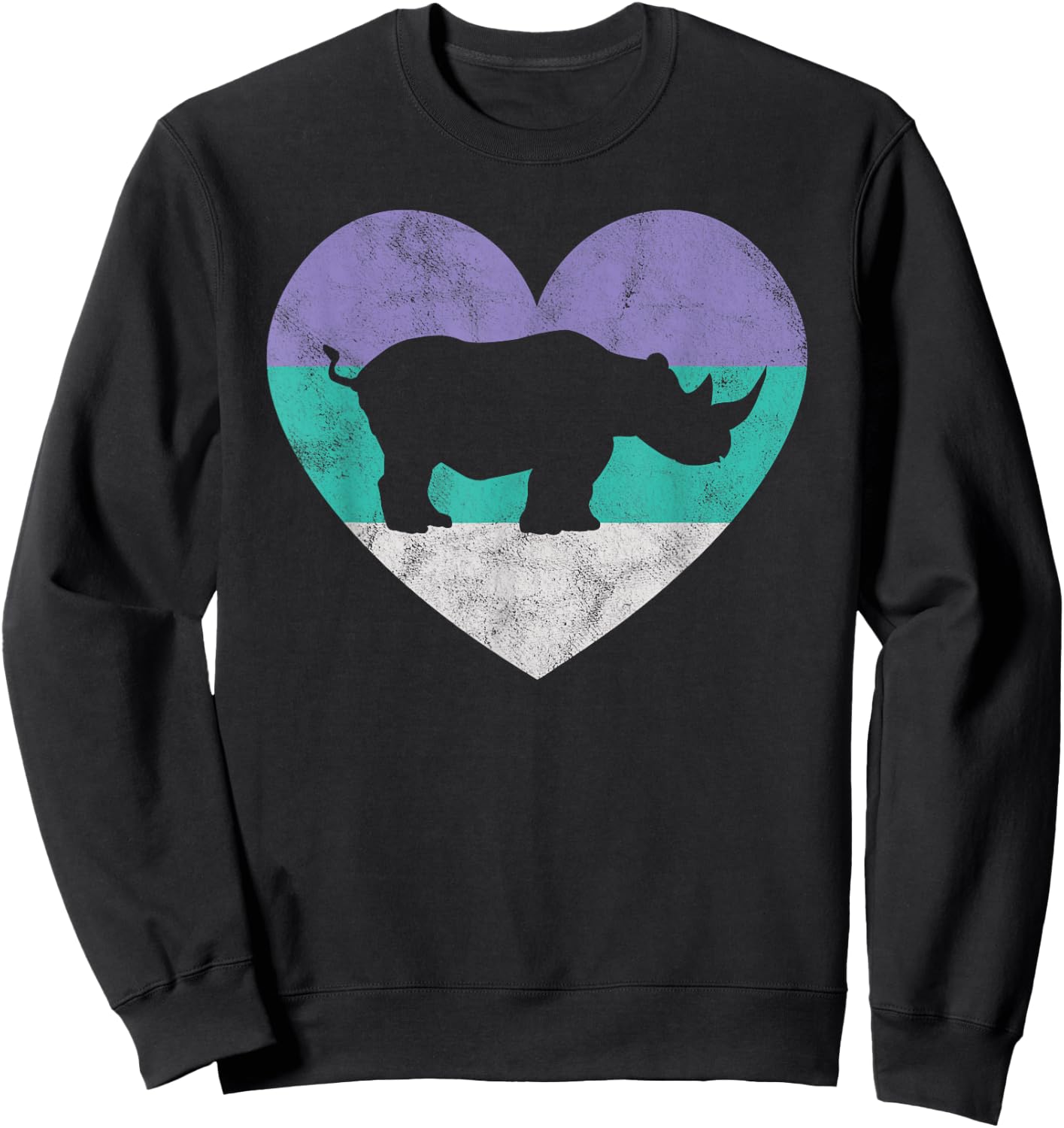 Rhino Shirt & Girls | Cute Retro Rhinoceros Gift Sweatshirt - Sweatshirt | Black