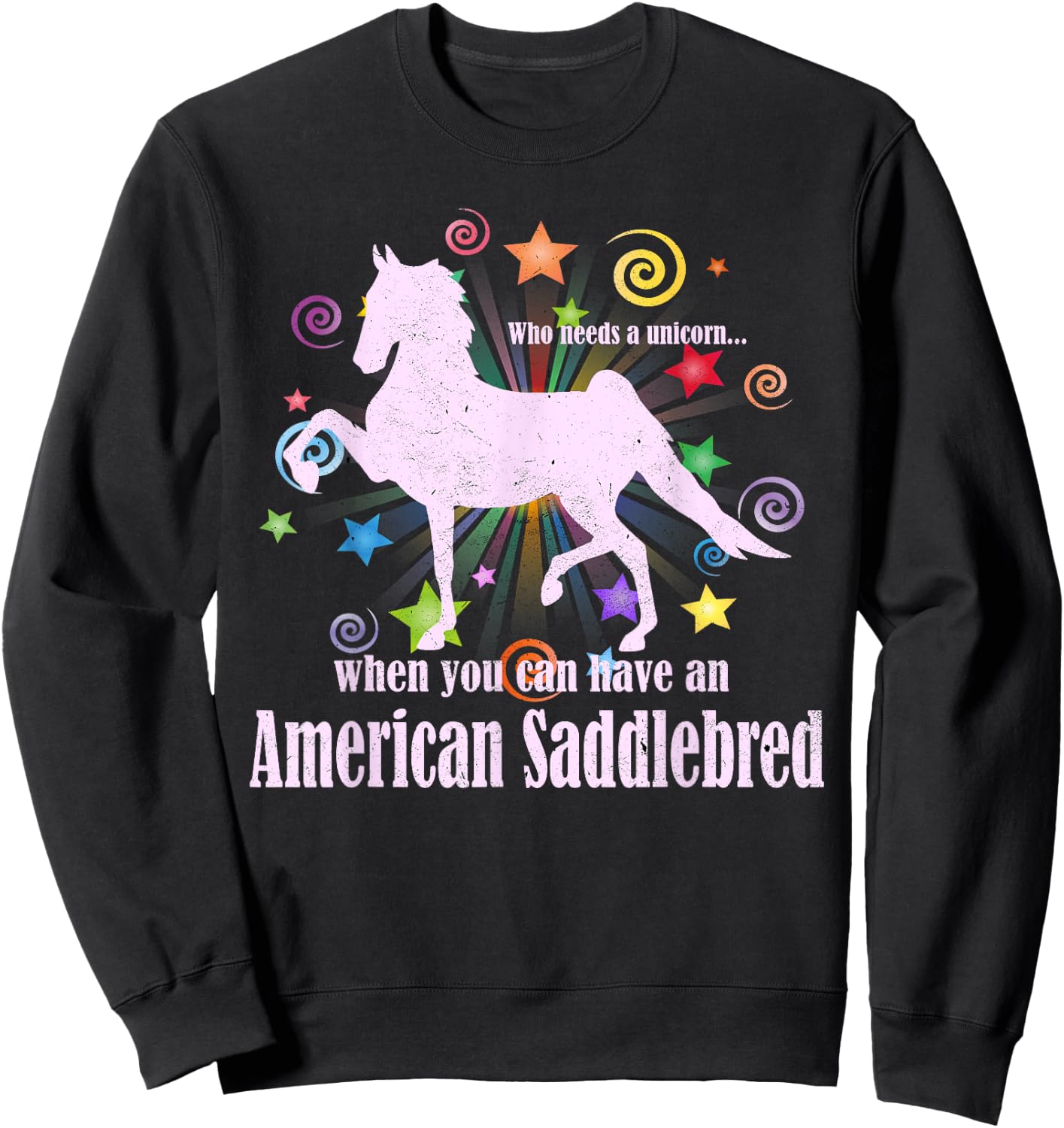 Unicorn Myths And Legends American Saddlebred Horse Sweatshirt - Sweatshirt | Black