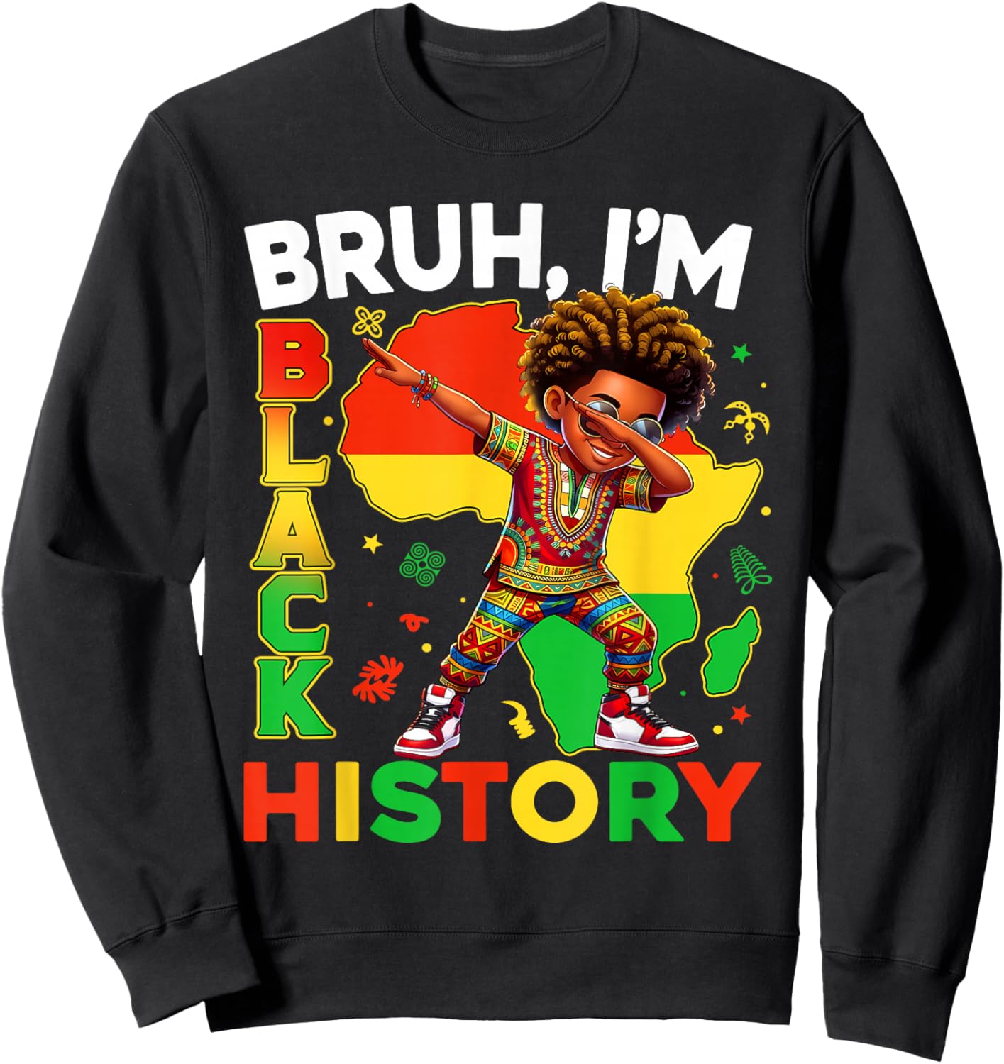 I Am Black History Month Dabbing Afro African Men Boys Kids Sweatshirt - Sweatshirt | Black