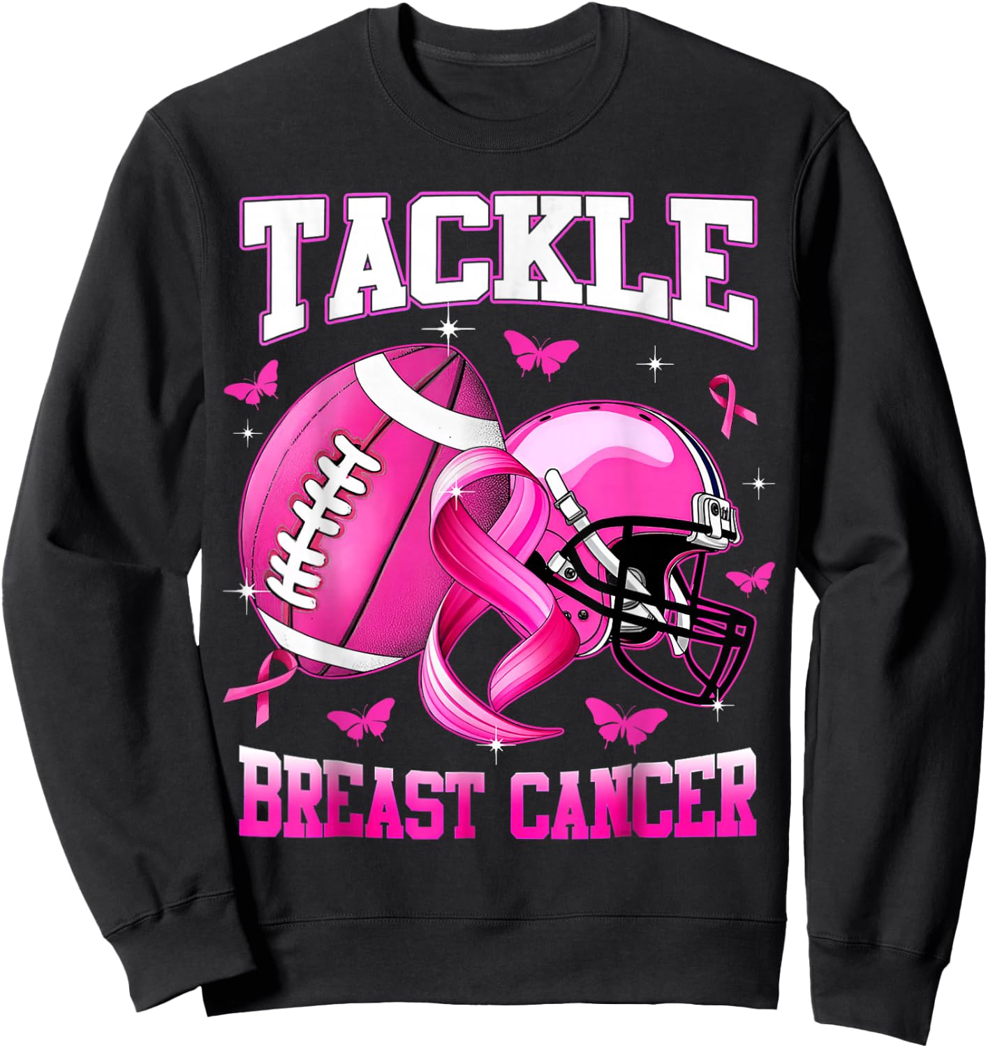 Tackle Breast Cancer Awareness American Football Sweatshirt - Sweatshirt | Black