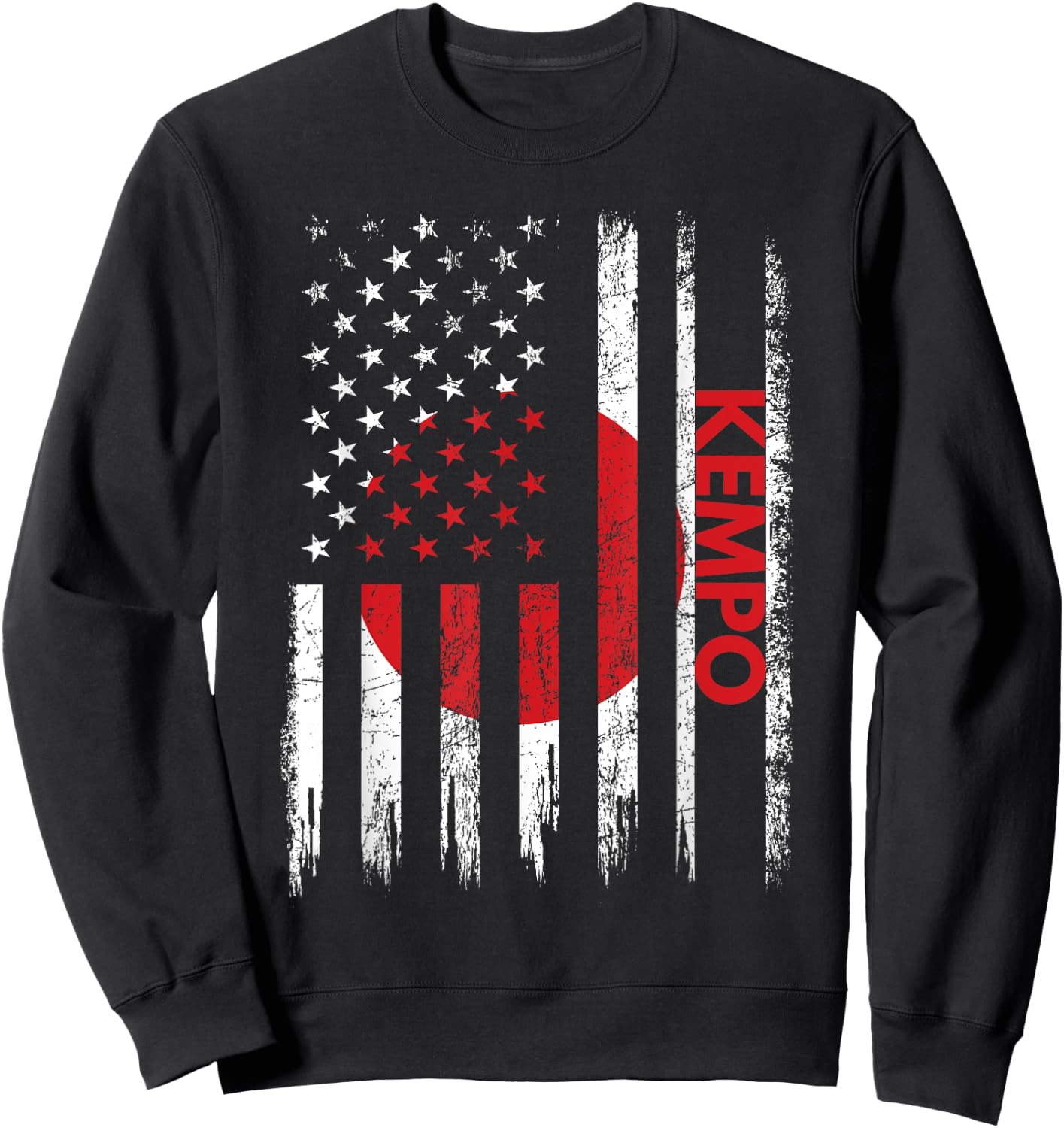 Kempo American Flag Karate Japanese Martial Arts Sweatshirt - Sweatshirt | Black