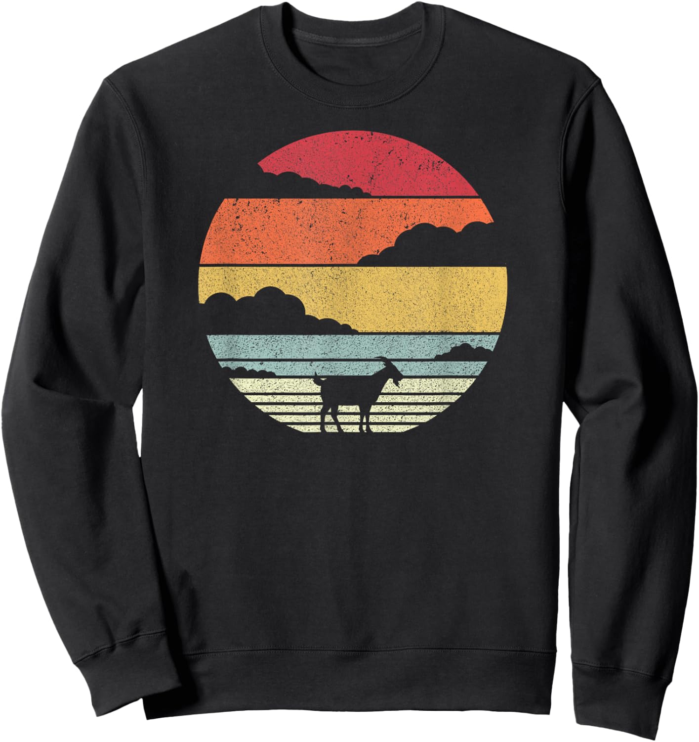 Pack A Punch Goat Retro Graphic - Adults - Black - Small - Short Sleeve Sweatshirt - Sweatshirt | Black