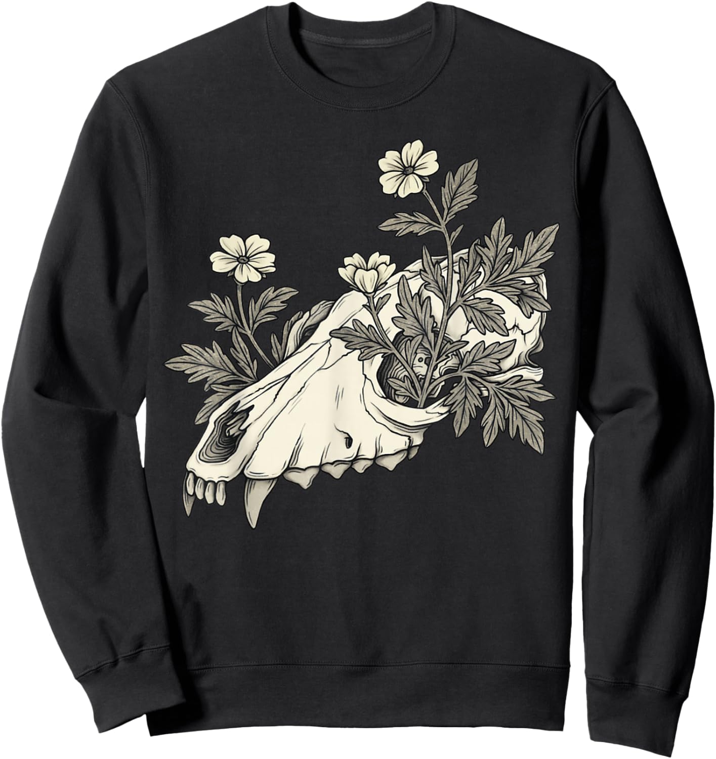 Vulture Culture Wolf Skull Goblincore Therian Dark Academia Sweatshirt - Sweatshirt | Black