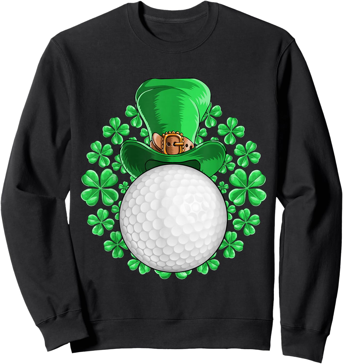 St Patricks Day Golfing Golf Clover Men Women Kids Sweatshirt - Sweatshirt | Black