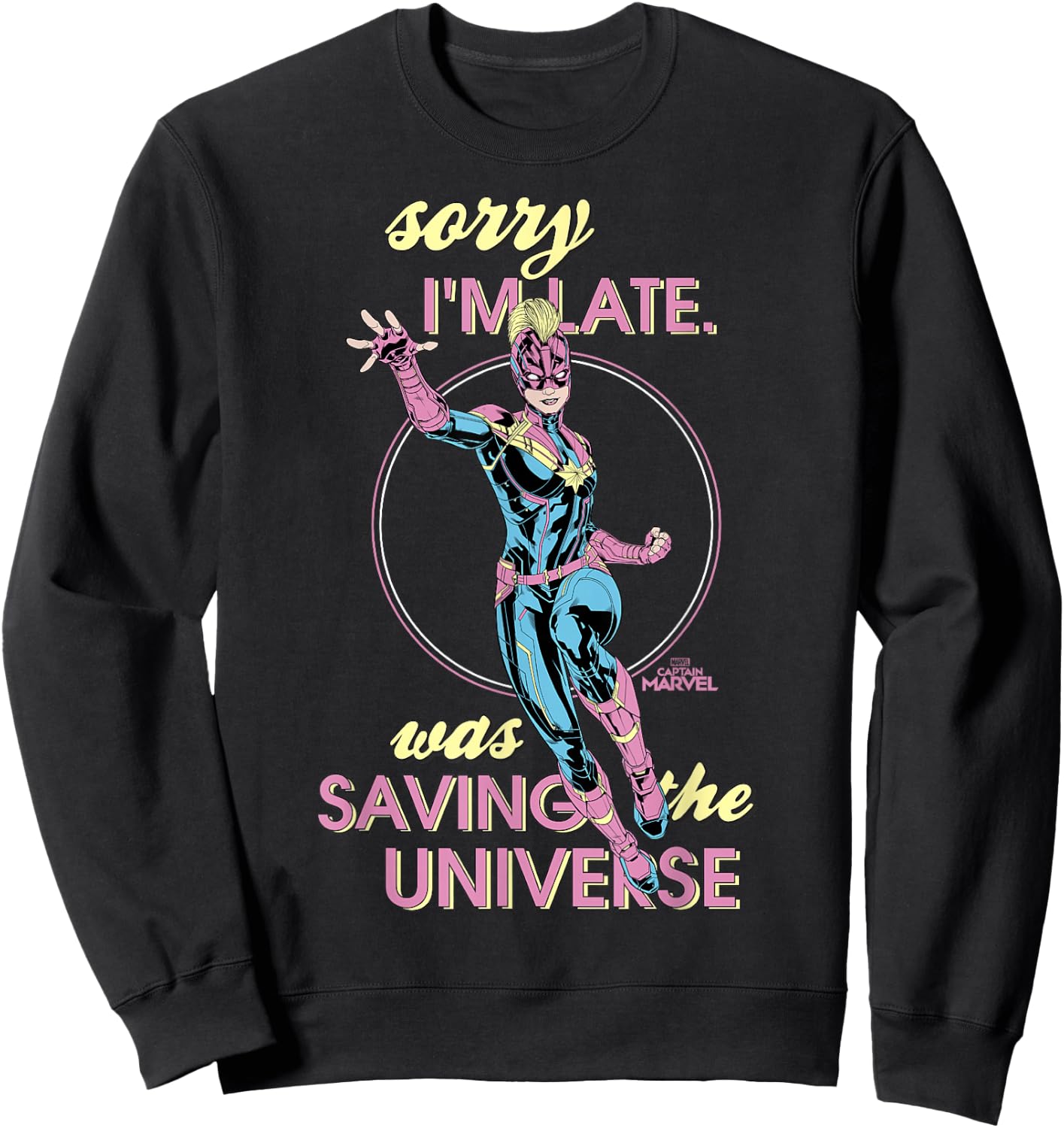 Captain Marvel Sorry I was Saving The Universe Sweatshirt - Sweatshirt | Black