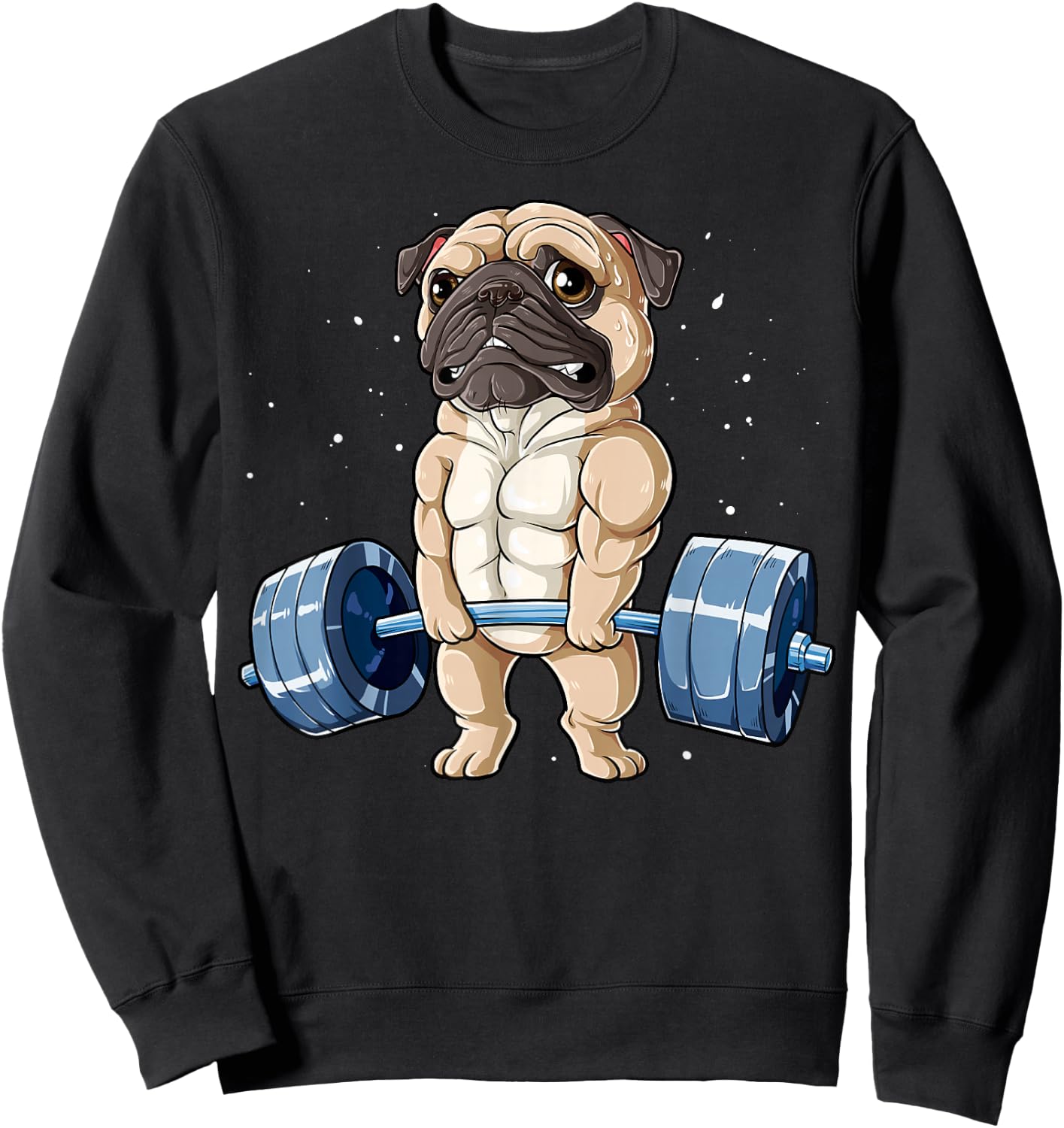 Pug Weightlifting Funny Deadlift Men Fitness Gym Workout Sweatshirt - Sweatshirt | Black