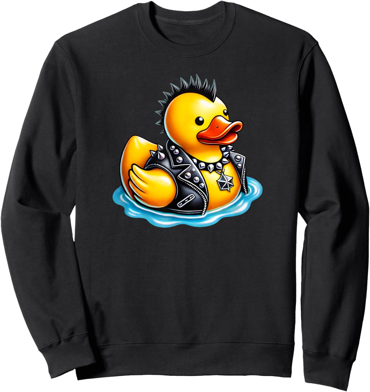 Cool Punk Rock Festival , Rock 'n Roll Gifts Cute Punk Rubber Duck Rock'n Roll Goth, Funny Duckling -Kids Sweatshirt - Sweatshirt | Black