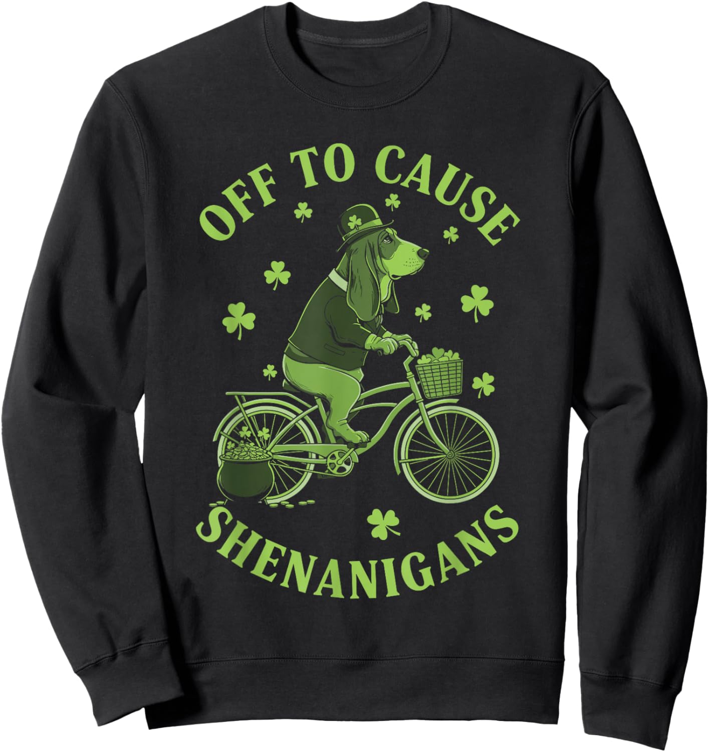 Off to Cause Shenanigans Basset Hound St Patricks Day Sweatshirt - Sweatshirt | Black