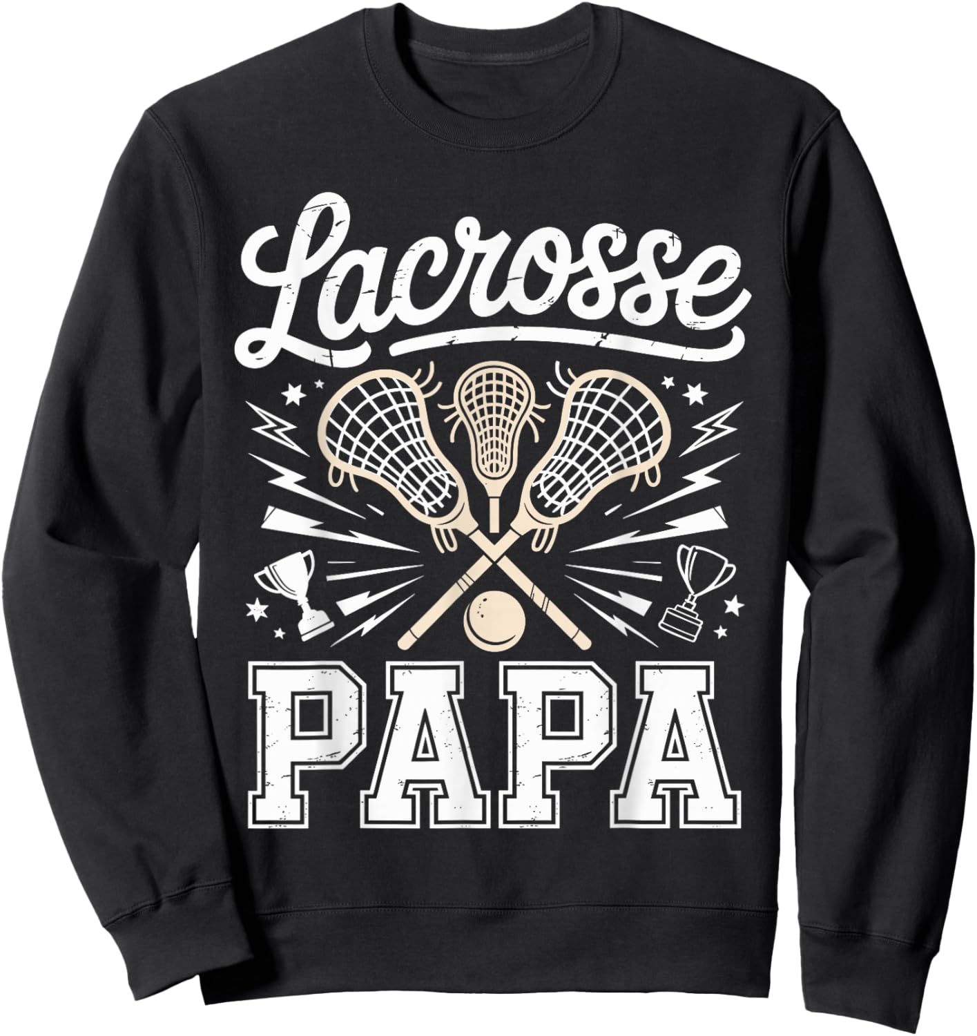 Proud Lacrosse Papa Sweatshirt - Sweatshirt | Black
