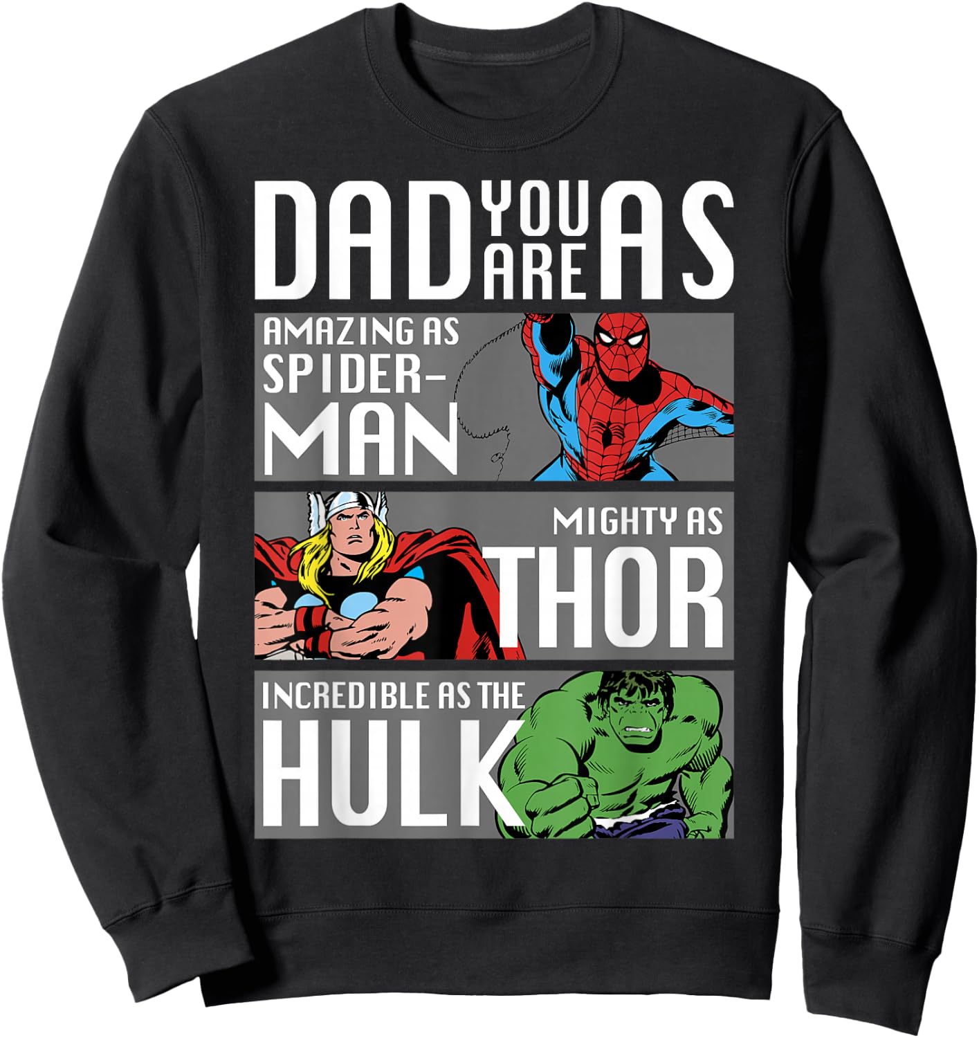 Marvel Father's Day Spider-Man Thor Hulk Dad Attributes Sweatshirt - Sweatshirt | Black
