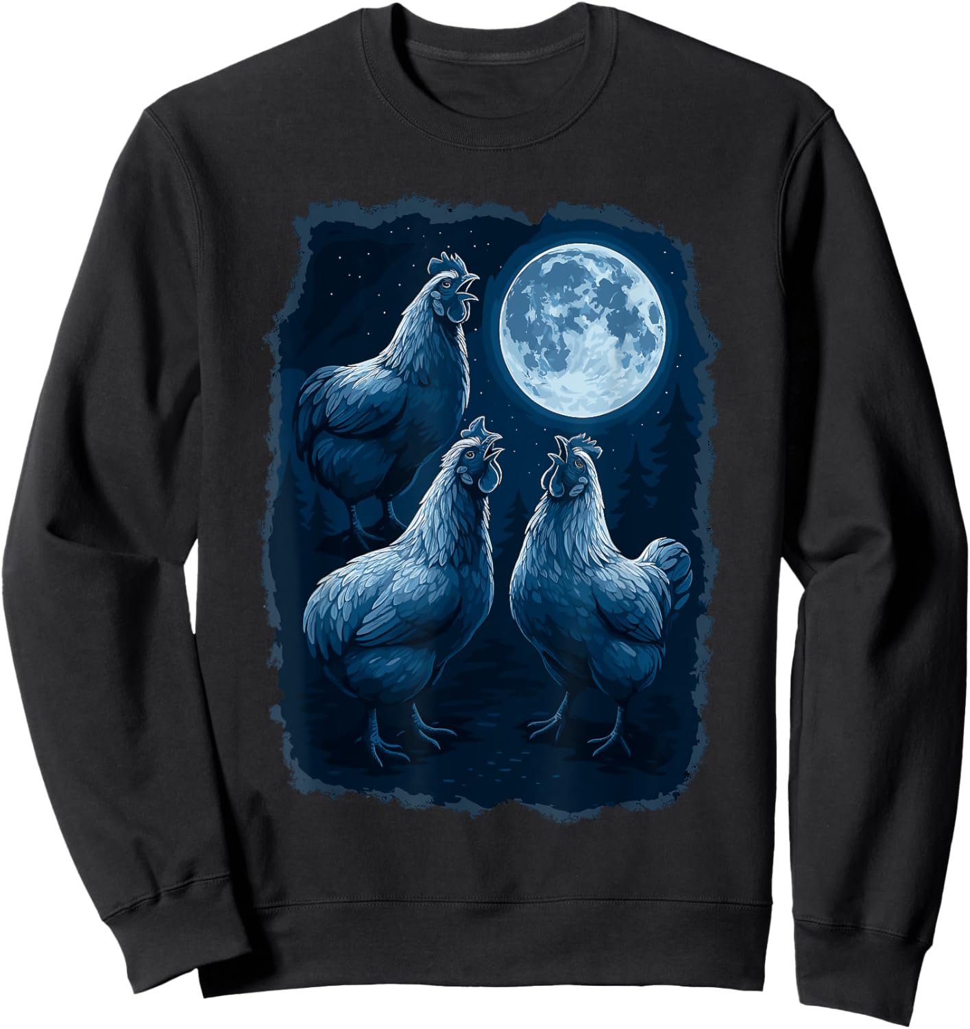 Chicken Howling At The Moon Wildlife Chickens Lovers Sweatshirt - Sweatshirt | Black