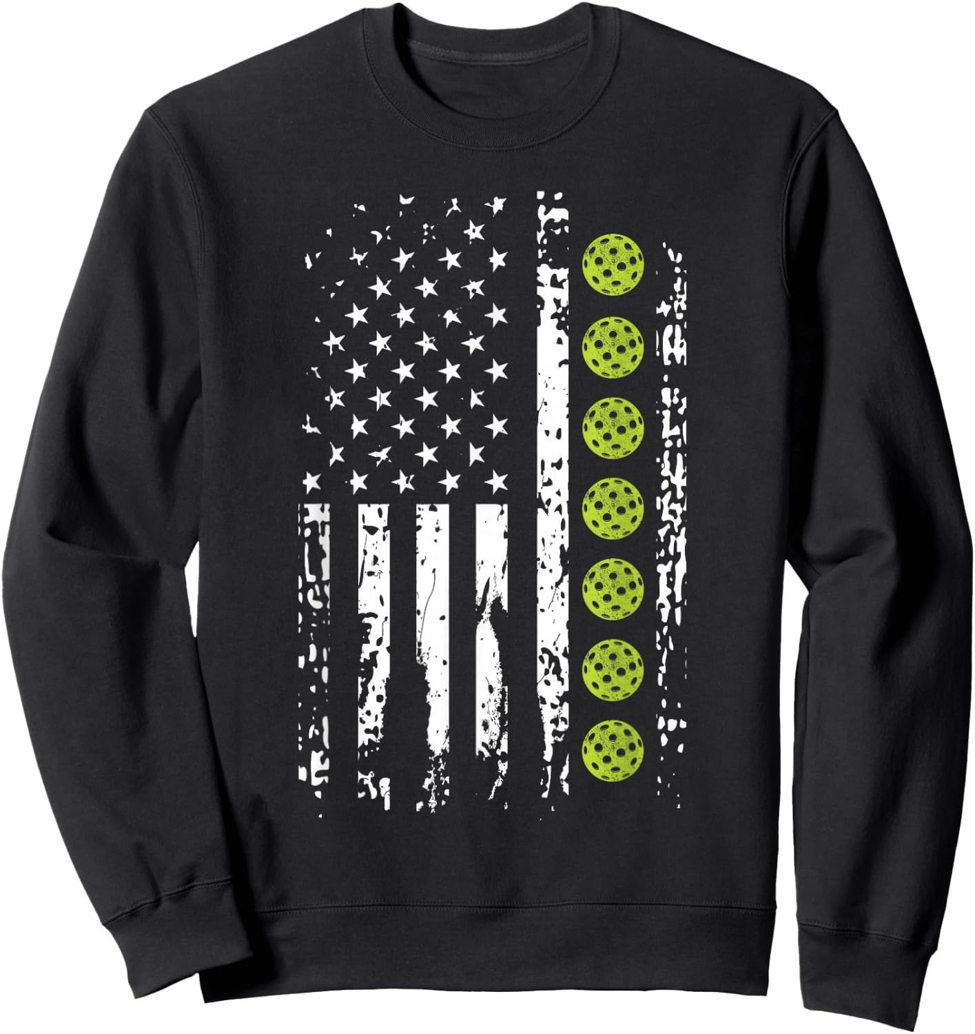 Pickleball Shirt American Flag Pickleball Player Gift Sweatshirt - Sweatshirt | Black