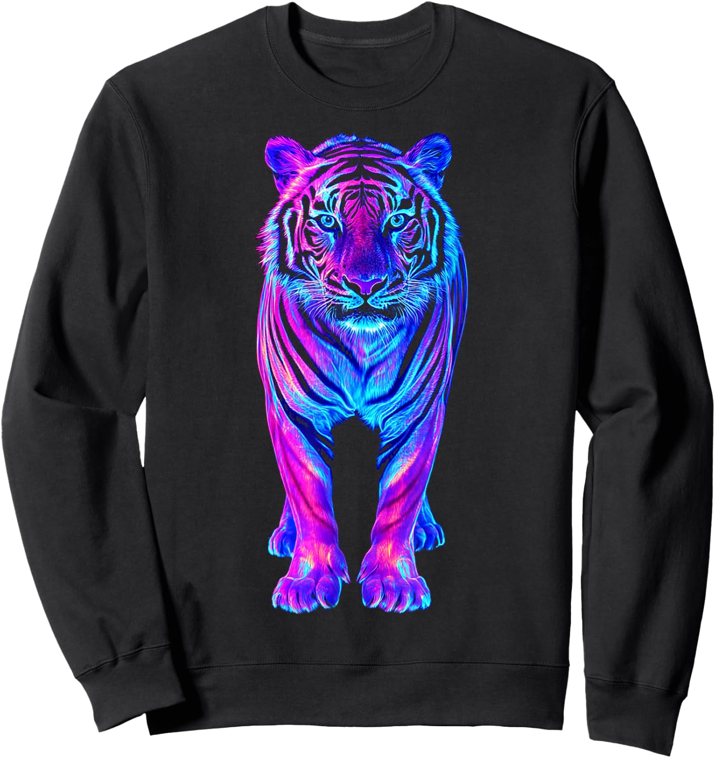 Tiger Animal Motif Blue Eyes Art Tiger Sweatshirt - Sweatshirt | Black