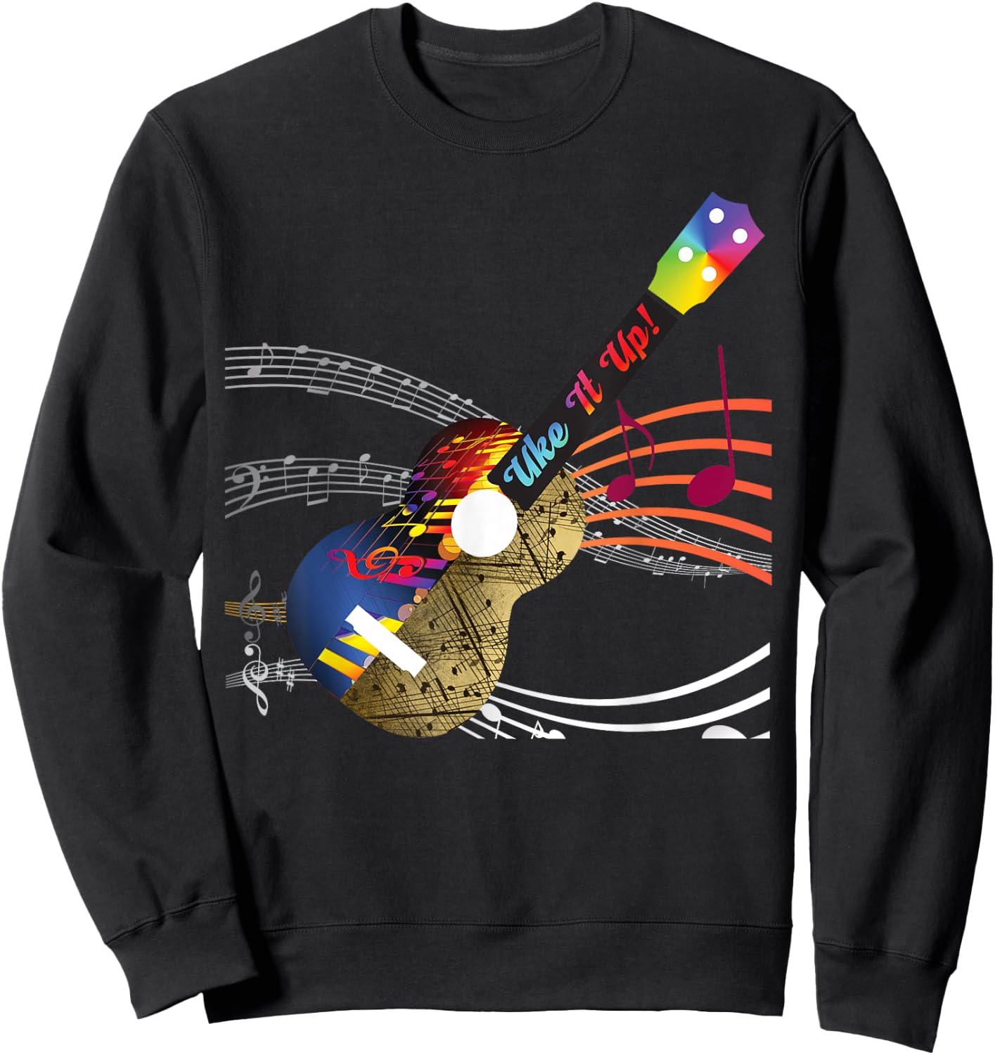 Uke It UP with musical notes! Ukulele design Sweatshirt - Sweatshirt | Black