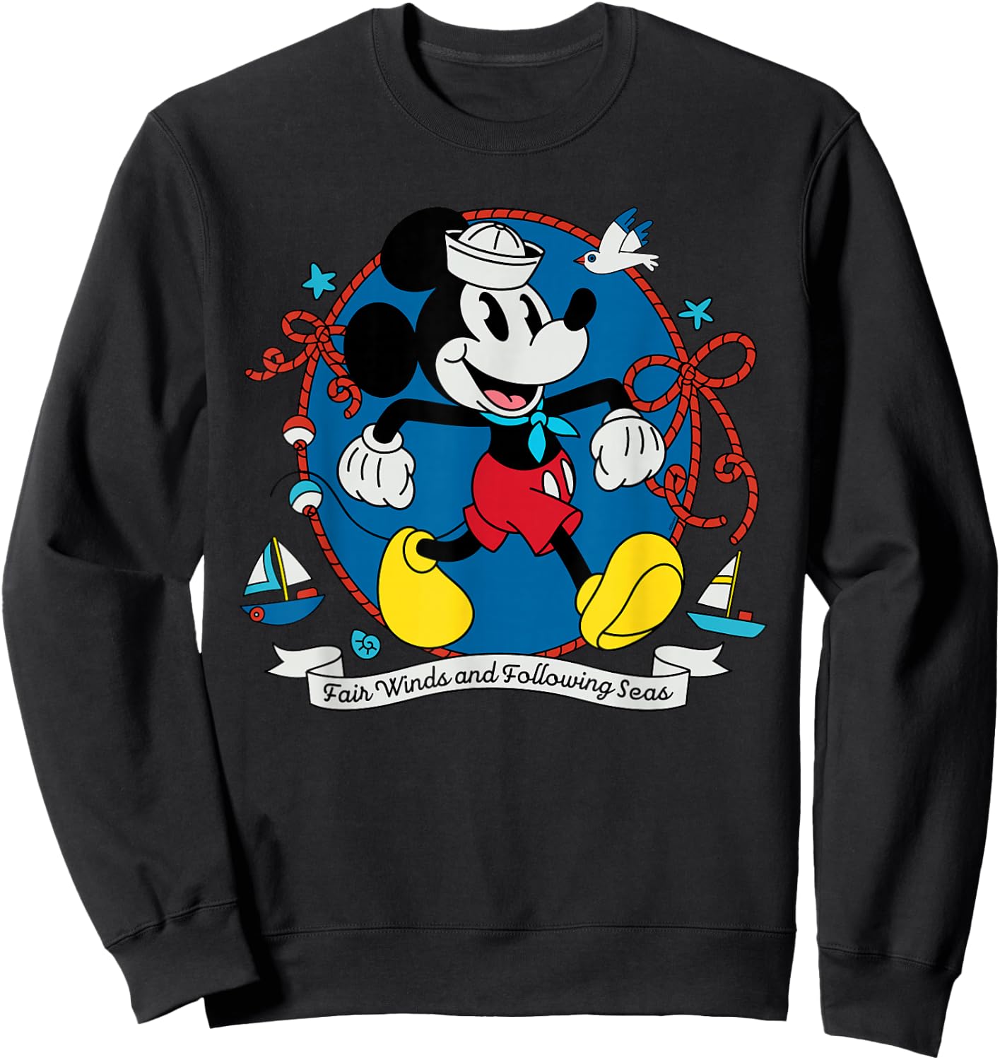 Disney Cruise Sailor Mickey Mouse Fair Winds Vacation at Sea Sweatshirt - Sweatshirt | Black