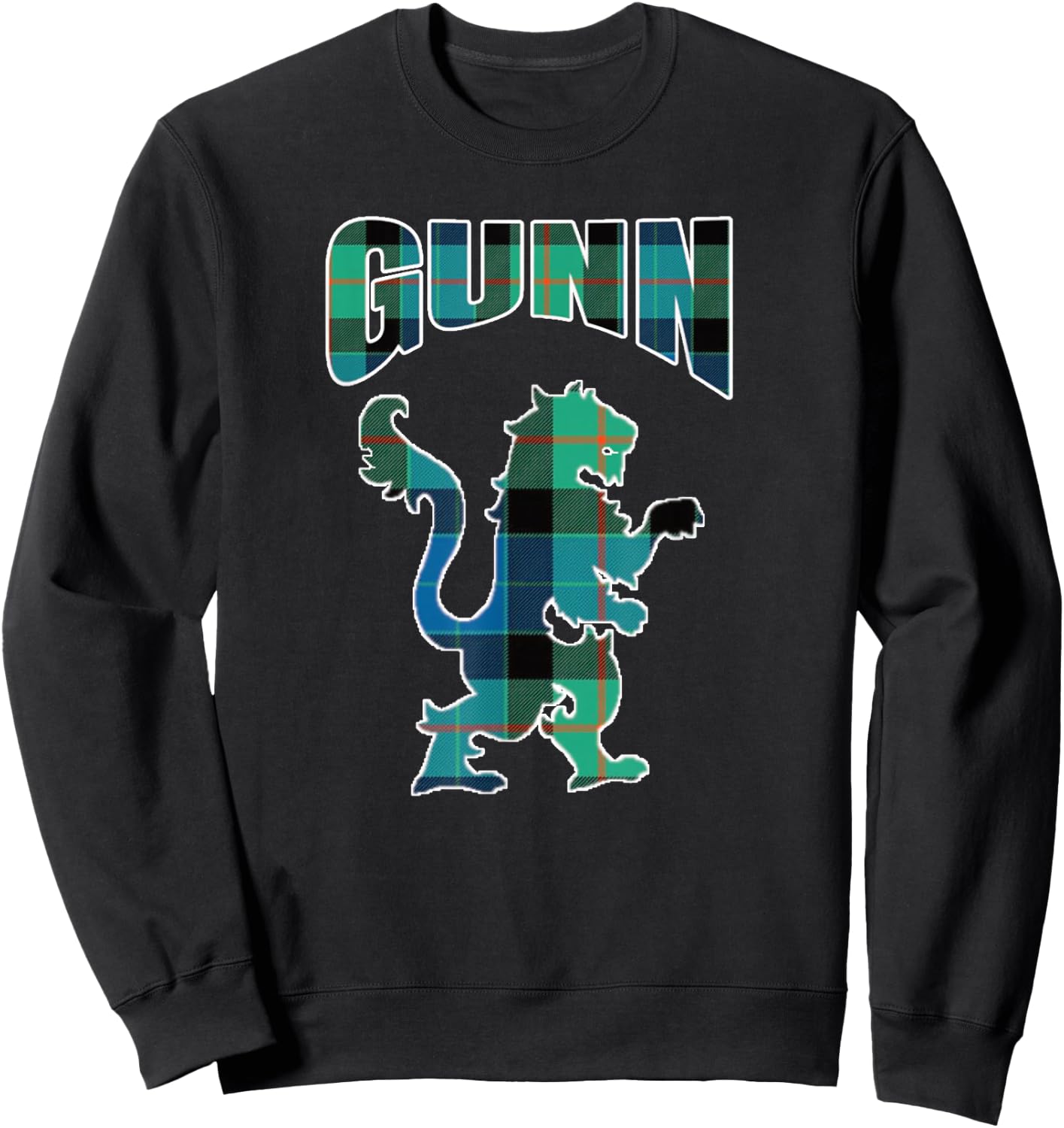 Gunn Clan Kilt Tartan Lion Namesake Scottish Sweatshirt - Sweatshirt | Black