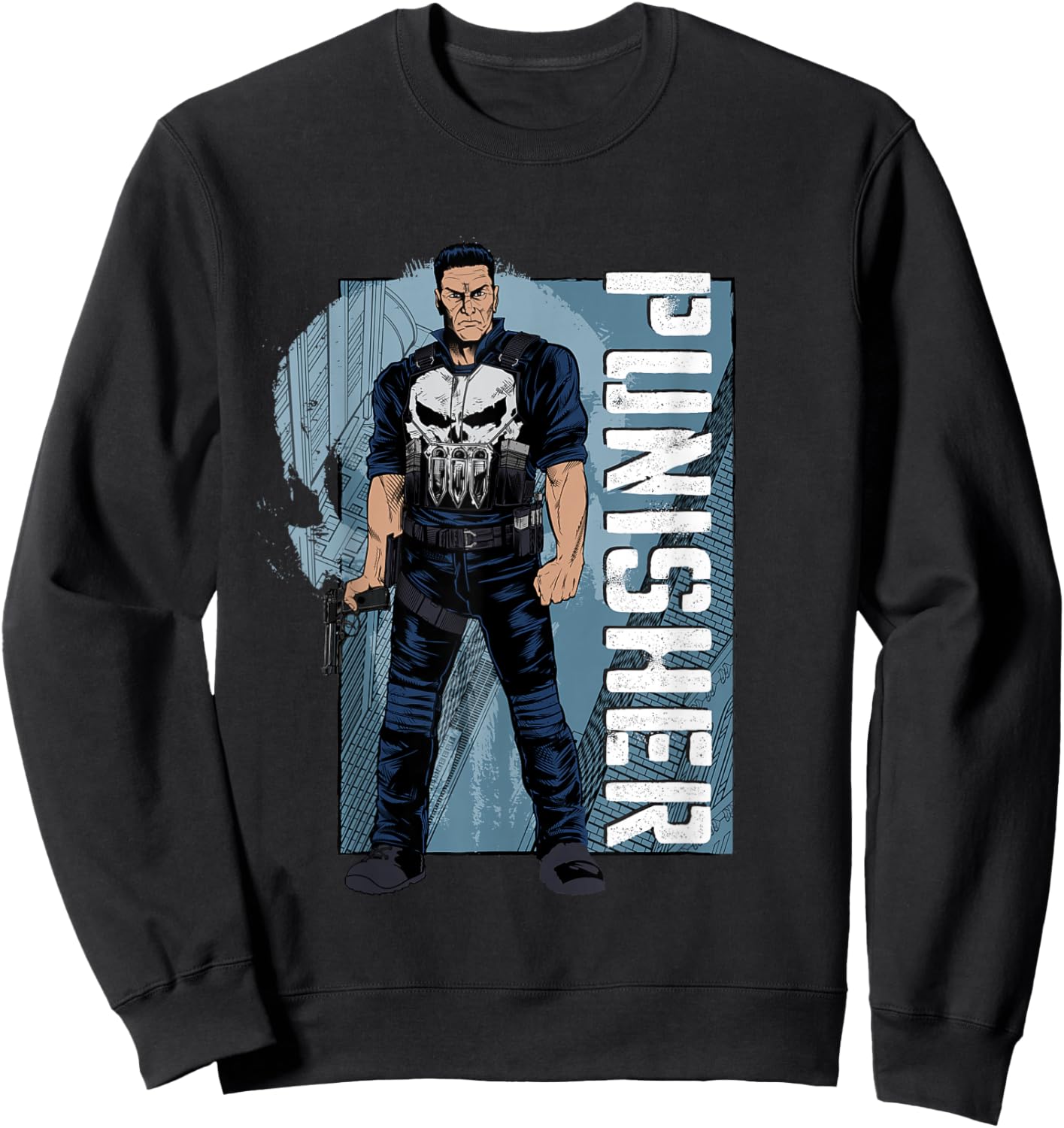 Marvel Spider-Man: New Day Punisher Vertical Text Sweatshirt - Sweatshirt | Black