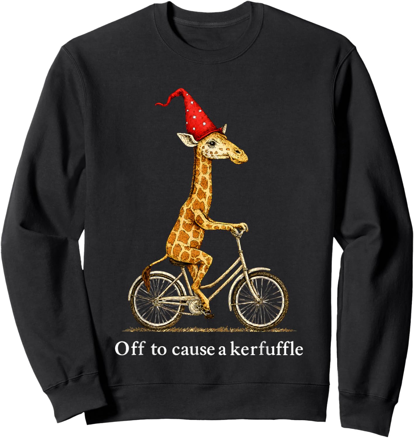 Giraffe Off to Cause A Kerfuffle Sweatshirt - Sweatshirt | Black