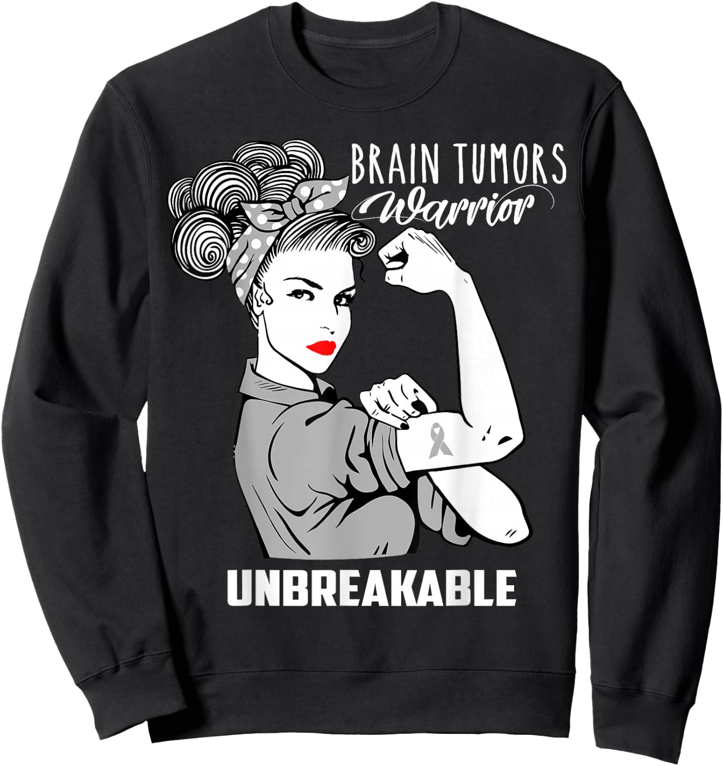 Brain Tumors Warrior Unbreakable Shirt Awareness Gift Sweatshirt - Sweatshirt | Black