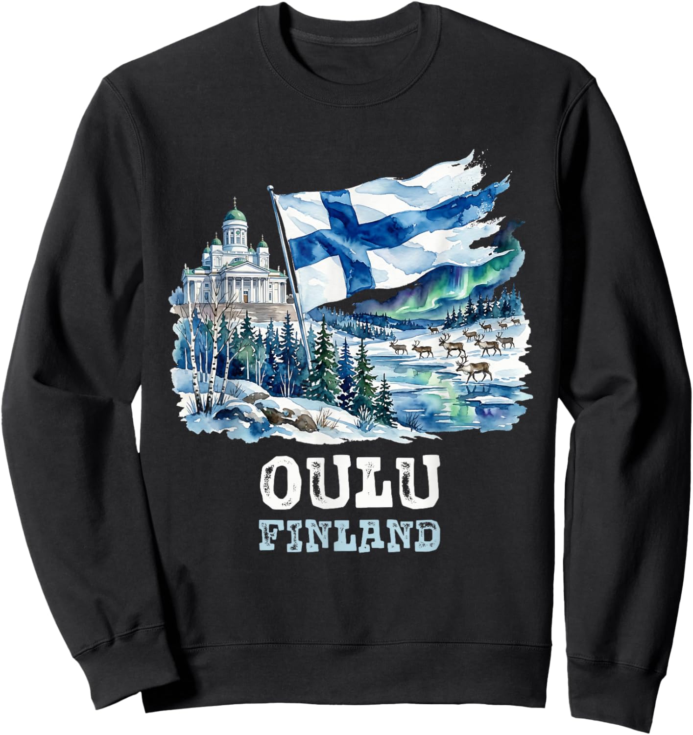 Oulu Finland Sweatshirt - Sweatshirt | Black