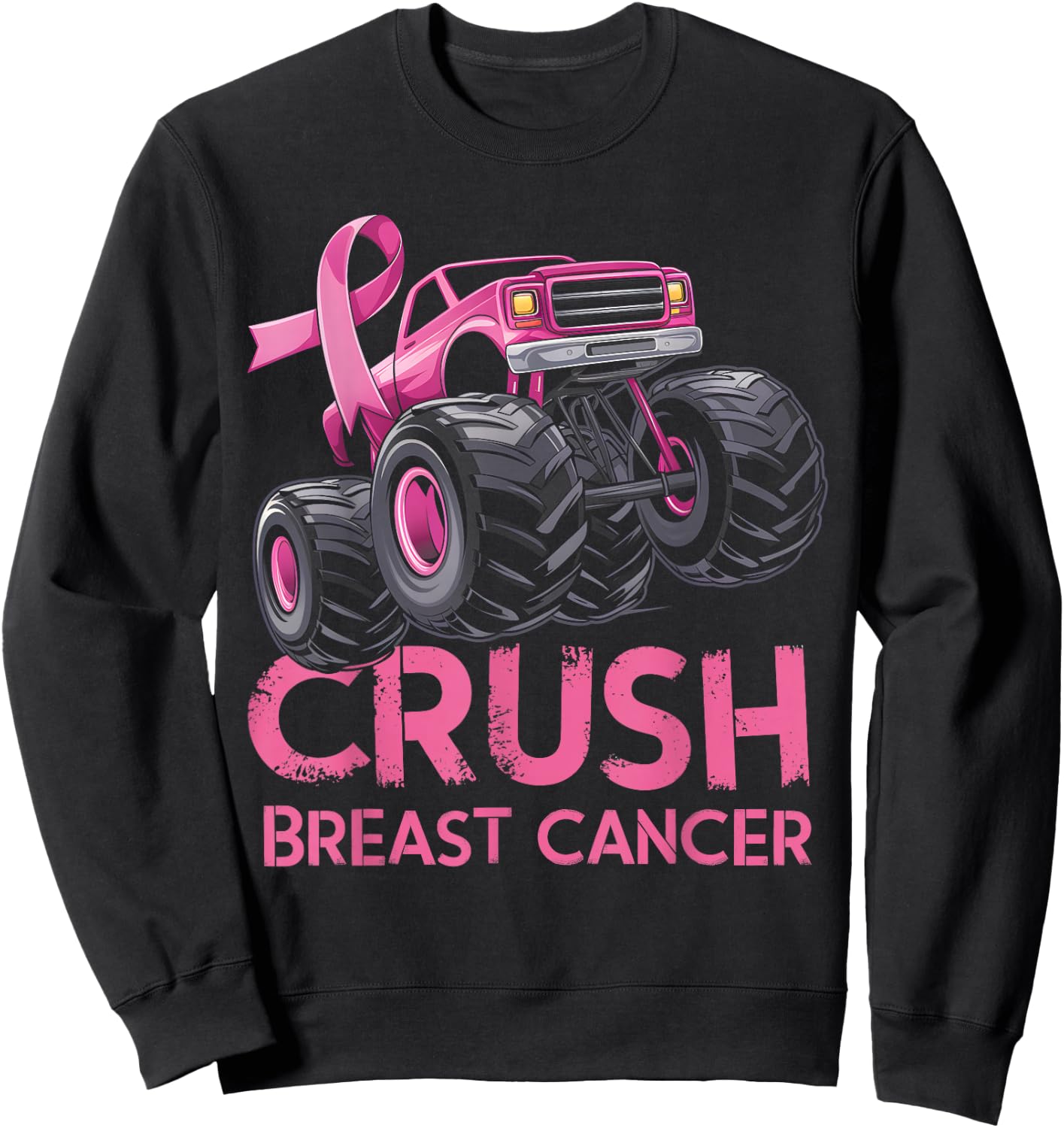 Crush Breast Cancer Awareness Truck pink for kids Sweatshirt - Sweatshirt | Black
