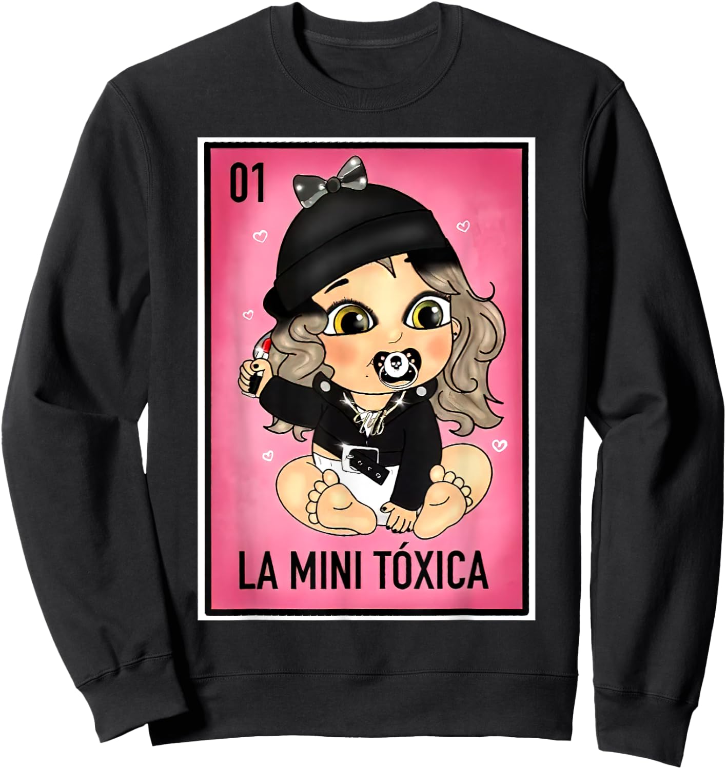 La Mini Toxica Kids Card Mexican Lottery Card Baby Girl Sweatshirt - Sweatshirt | Black