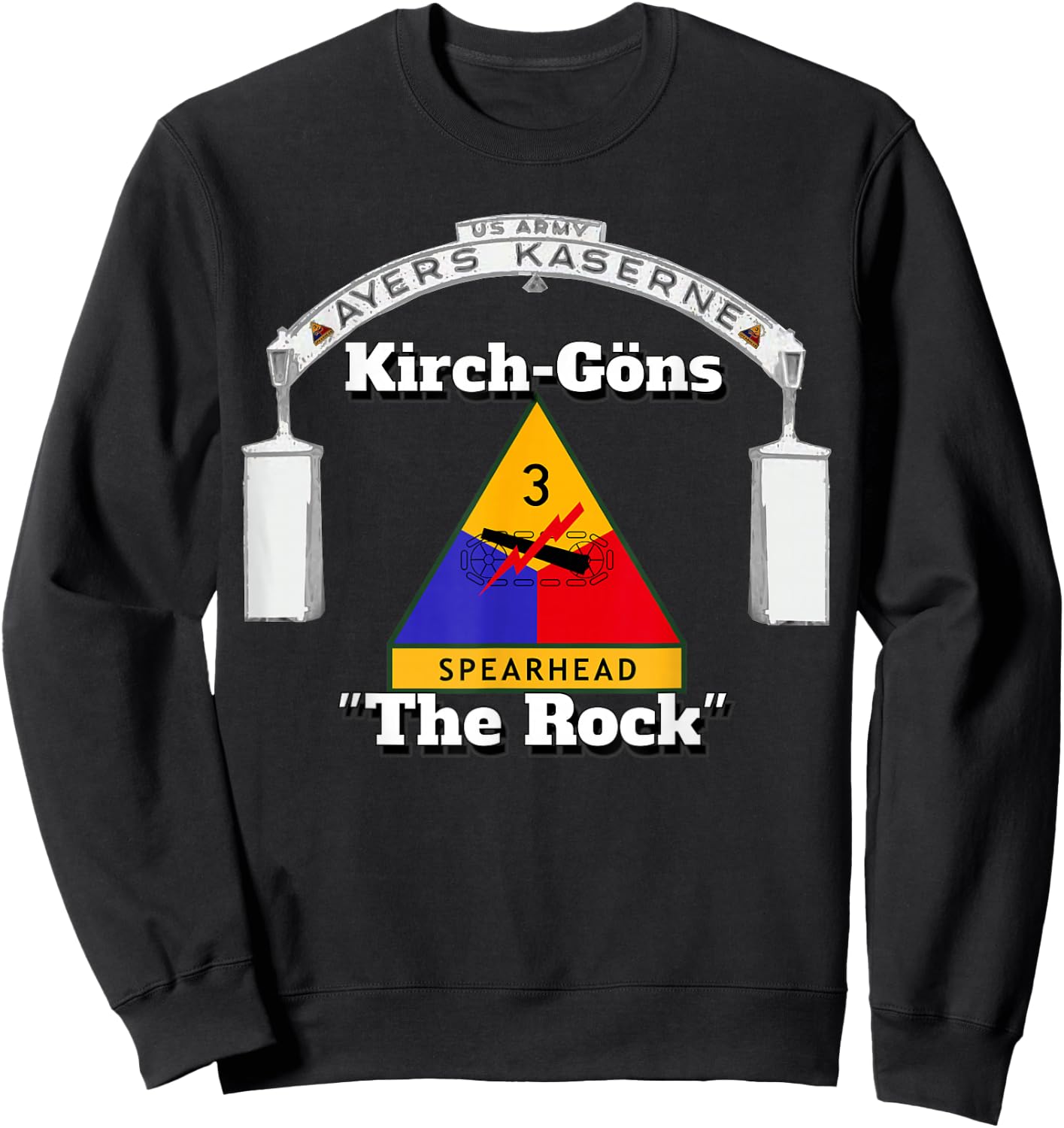 Ayers Kaserne - Kirch-Goens - 3rd Armored Division print Sweatshirt - Sweatshirt | Black