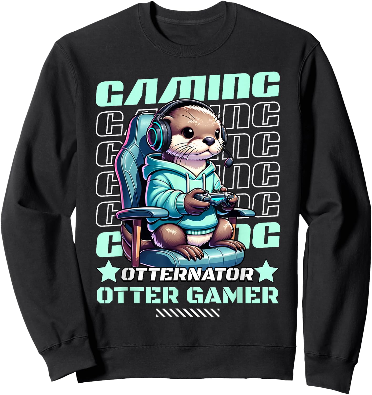 Cute Gaming Otter Gamer Video Game For Kids Boys Men Sweatshirt - Sweatshirt | Black