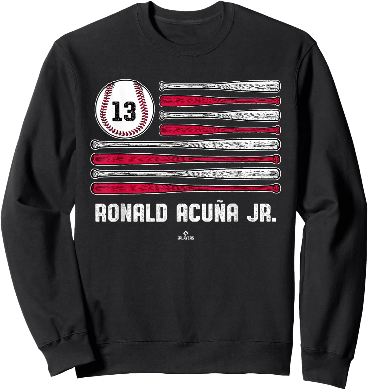 Baseball American Flag Ronald Acuña Jr. Atlanta Baseball Sweatshirt - Sweatshirt | Black