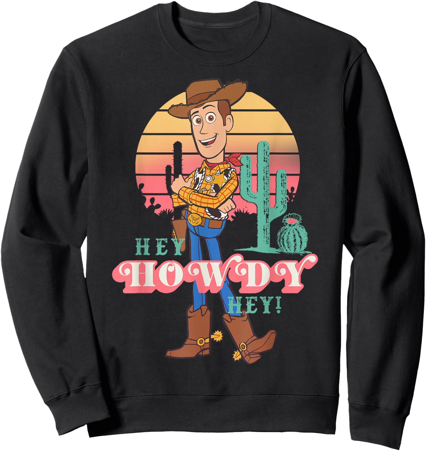 Disney Pixar Toy Story 4 Woody Hey Howdy Hey Retro Portrait Sweatshirt - Sweatshirt | Black